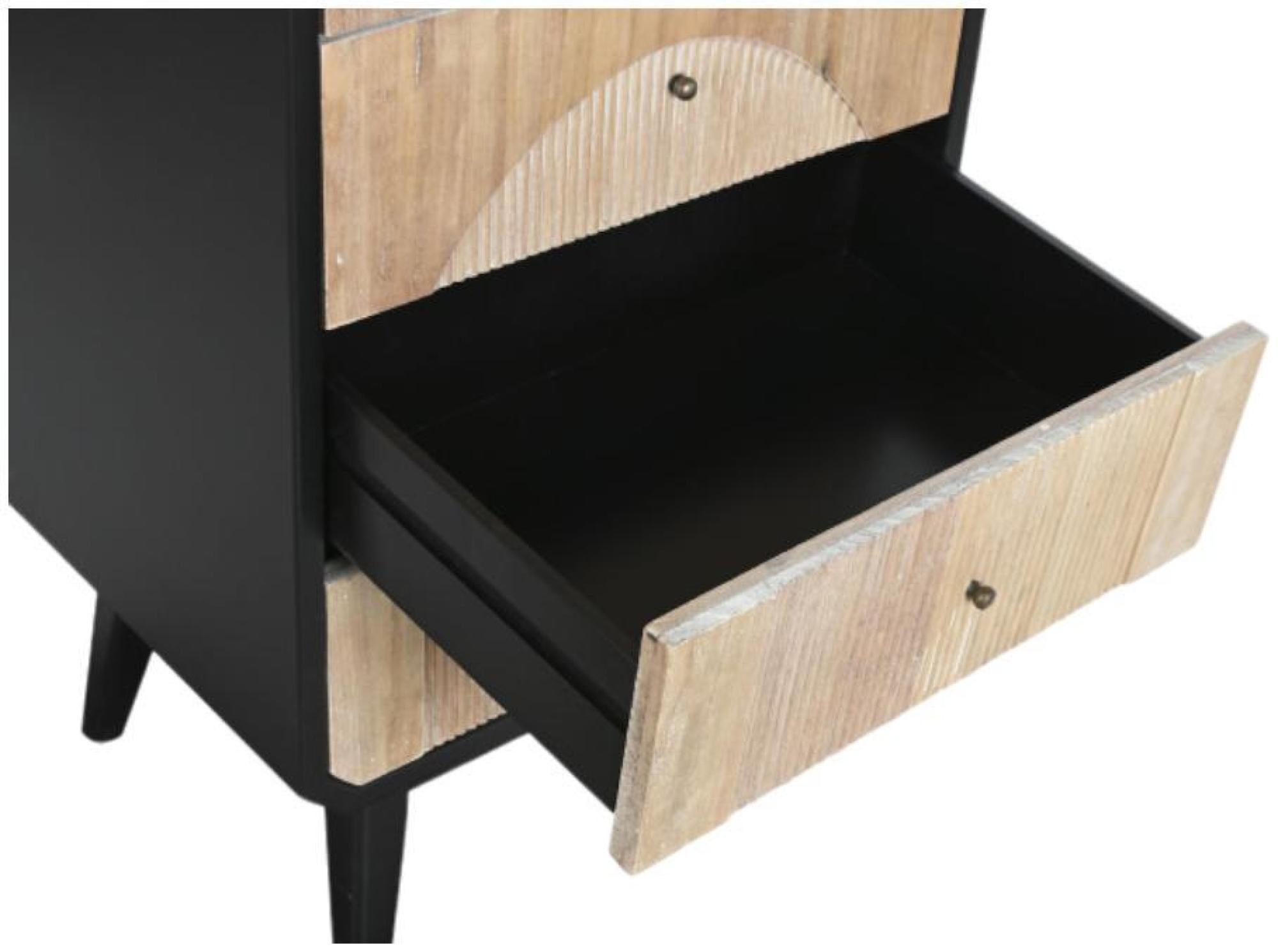 Product photograph of Doda Black And Natural Curved 5 Drawer Narrow Chest from Choice Furniture Superstore.