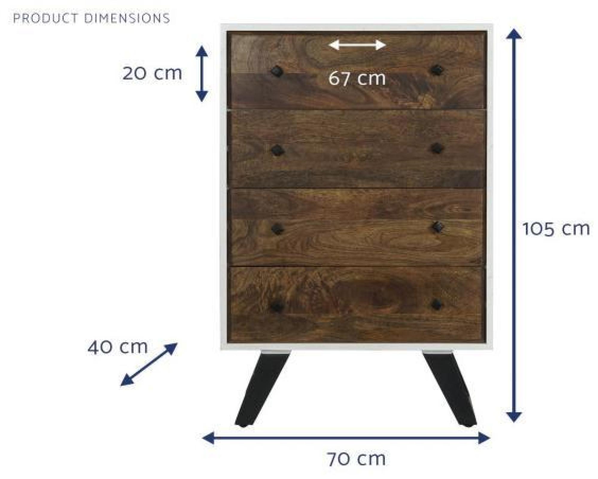 Product photograph of Harper White And Dark Mango Wood 4 Drawer Chest from Choice Furniture Superstore.