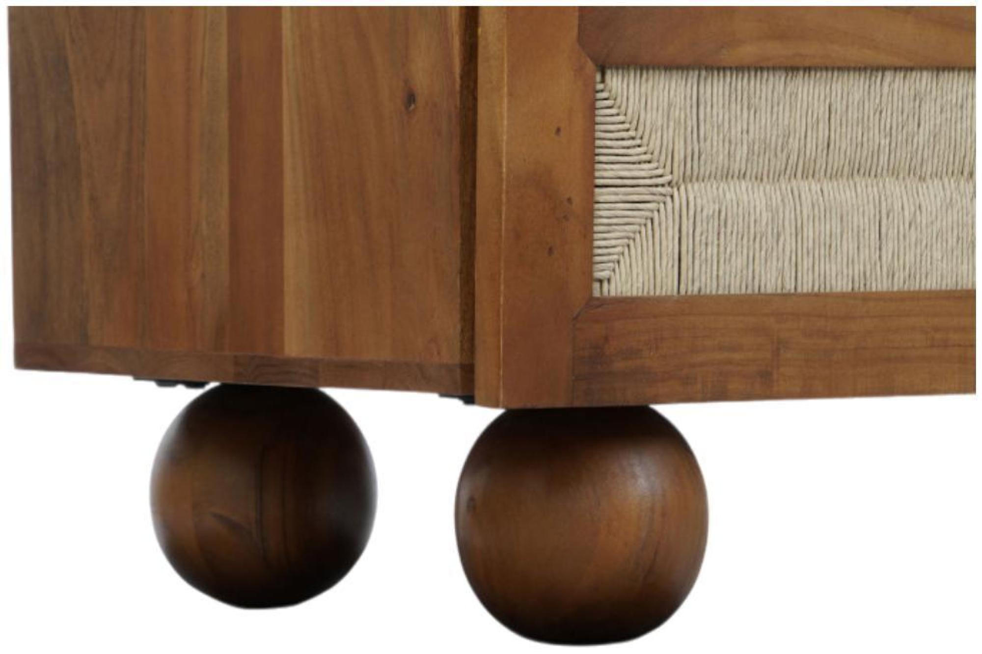 Product photograph of Raipur Acacia Wood And Rattan 3 Drawer Small Chest With Round Legs from Choice Furniture Superstore.