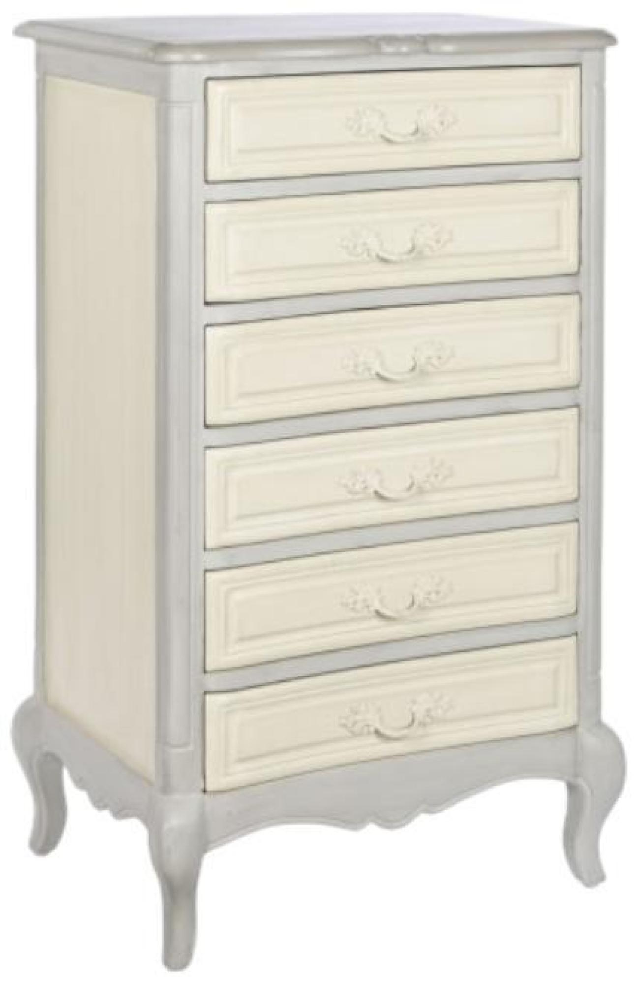 Product photograph of Grey Mango Wood French Style 6 Drawer Chest from Choice Furniture Superstore.