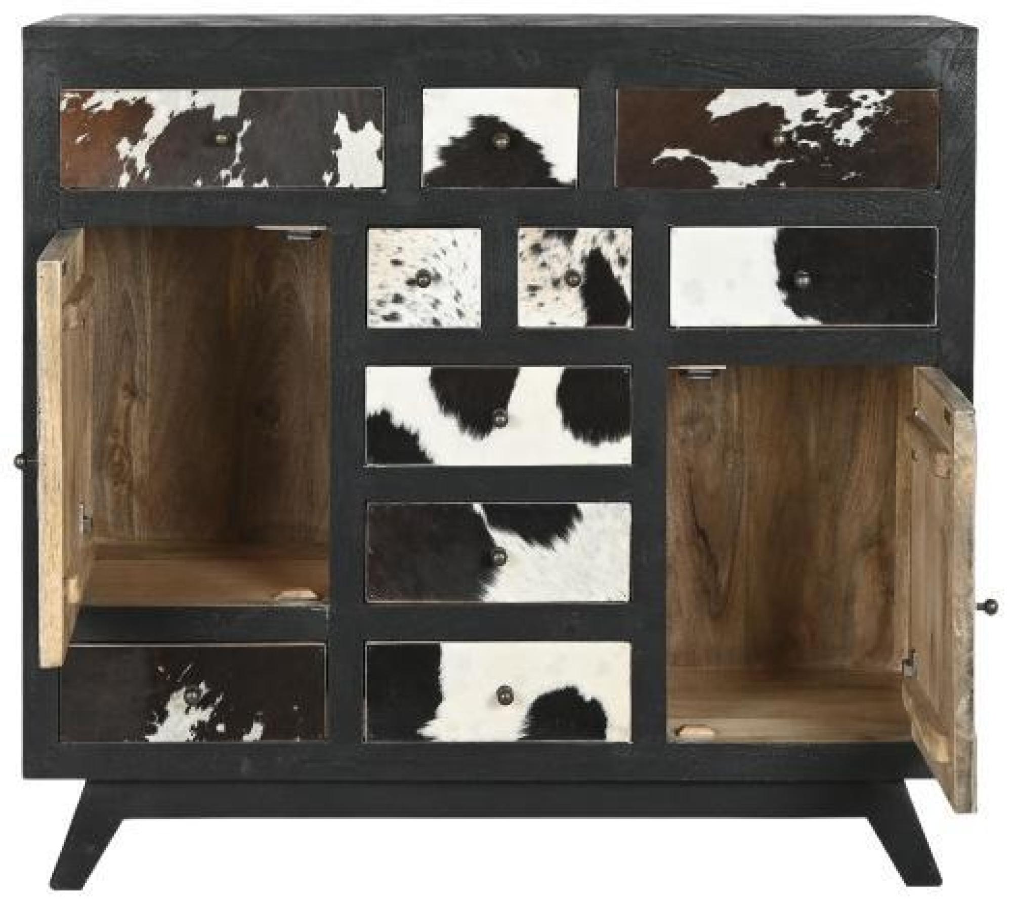 Product photograph of Cowhide Black And White Multi Drawer Chest from Choice Furniture Superstore.
