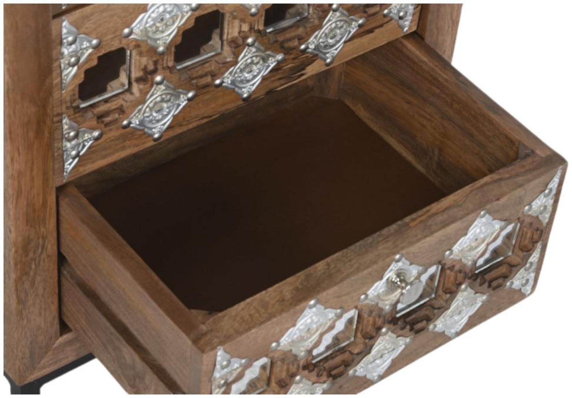 Product photograph of Oakley Mango Wood And Mirrored 5 Drawer Narrow Chest from Choice Furniture Superstore.