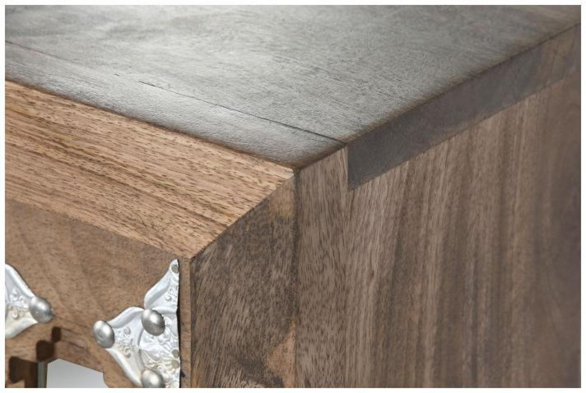 Product photograph of Oakley Mango Wood And Mirrored 5 Drawer Narrow Chest from Choice Furniture Superstore.