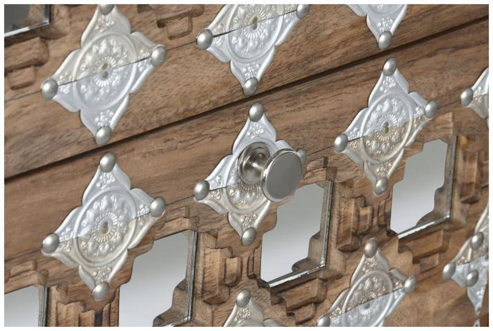 Product photograph of Oakley Mango Wood And Mirrored 5 Drawer Narrow Chest from Choice Furniture Superstore.