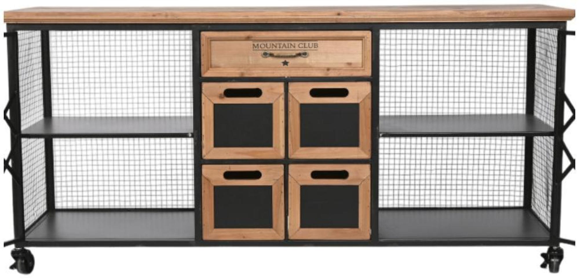 Product photograph of Satna Industrial Style Wood And Metal 5 Drawer Wide Chest from Choice Furniture Superstore.