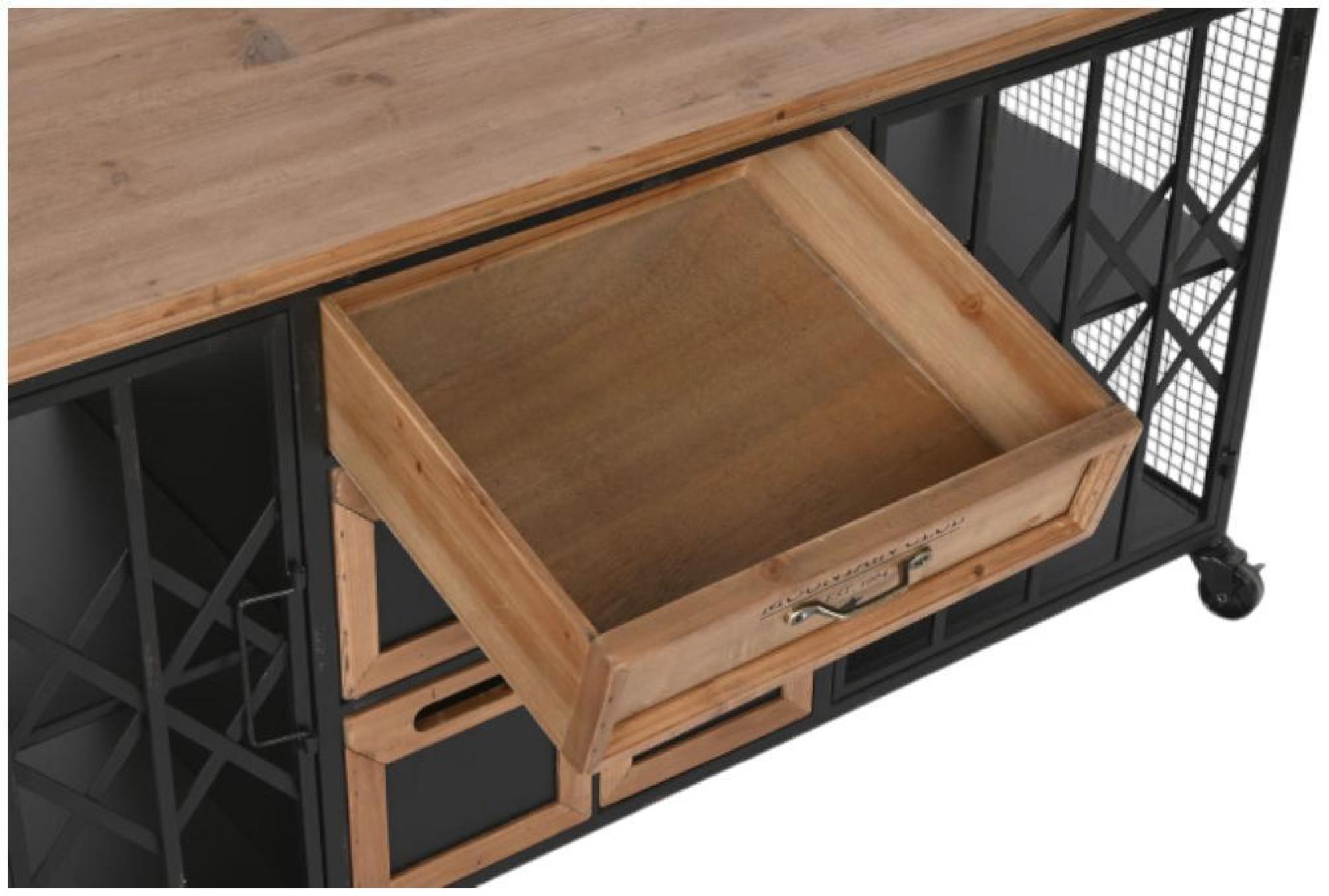 Product photograph of Satna Industrial Style Wood And Metal 5 Drawer Wide Chest from Choice Furniture Superstore.