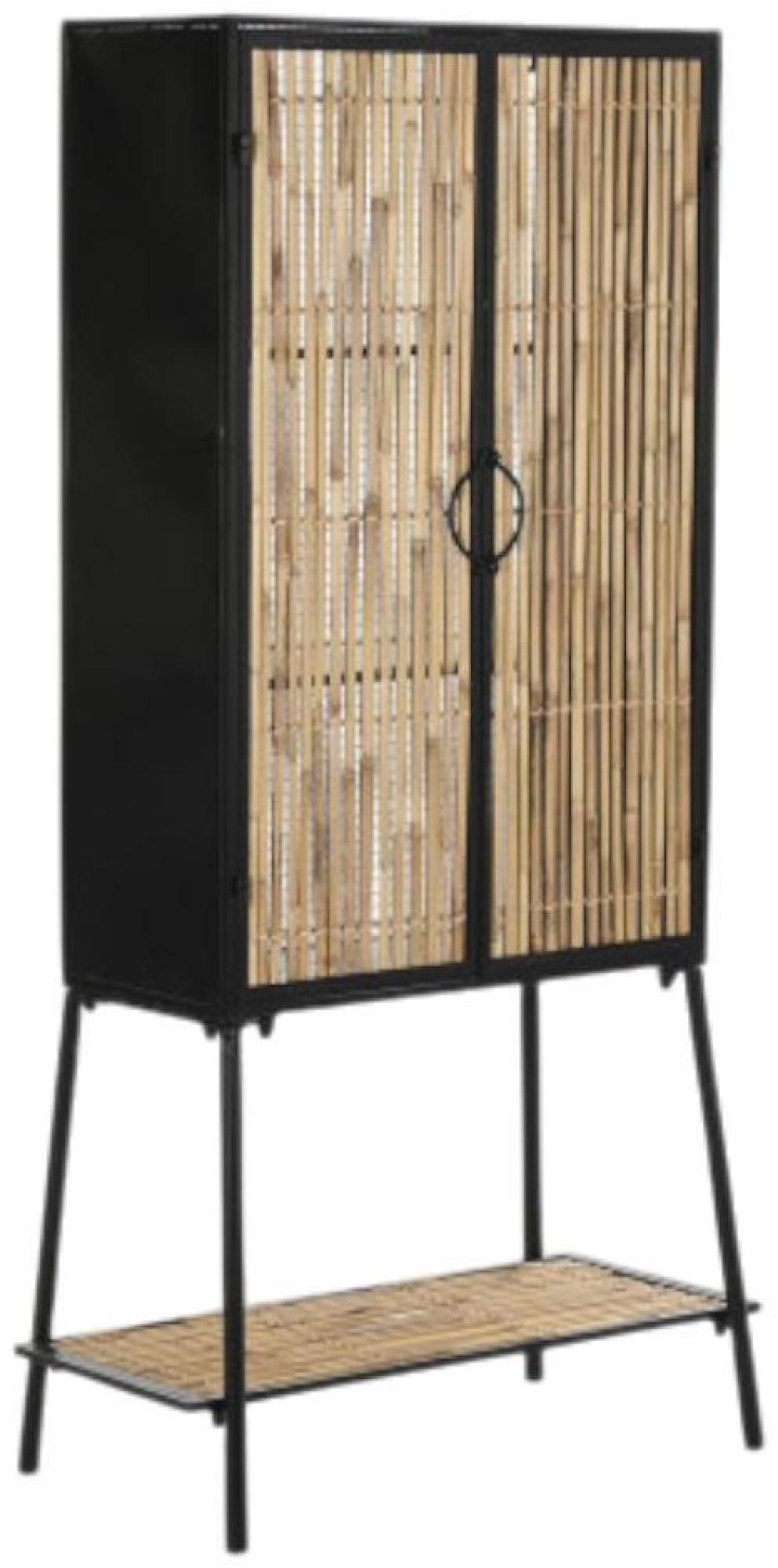 Product photograph of Black And Rattan 2 Door Cabinet from Choice Furniture Superstore.