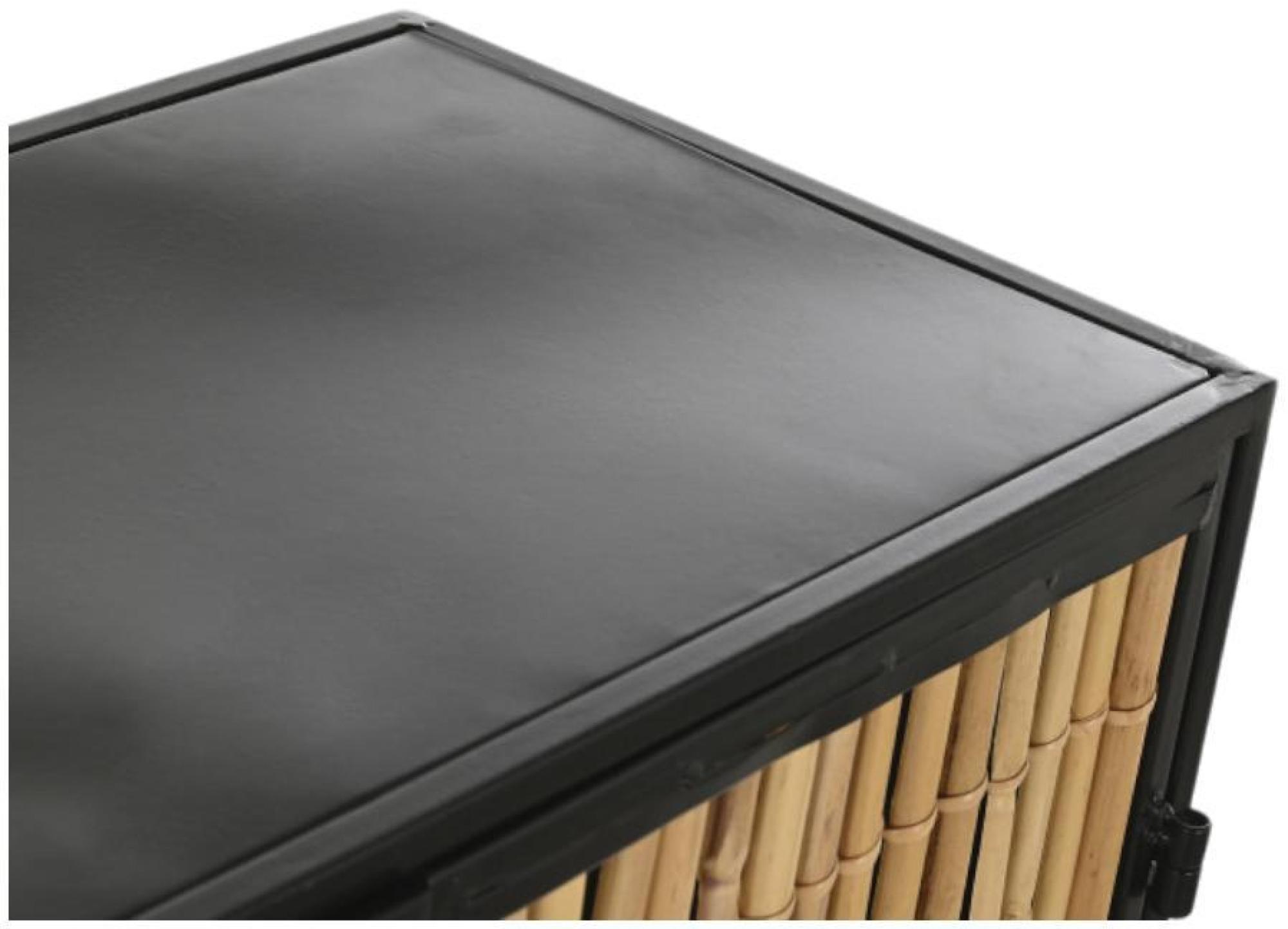 Product photograph of Black And Rattan 2 Door Cabinet from Choice Furniture Superstore.