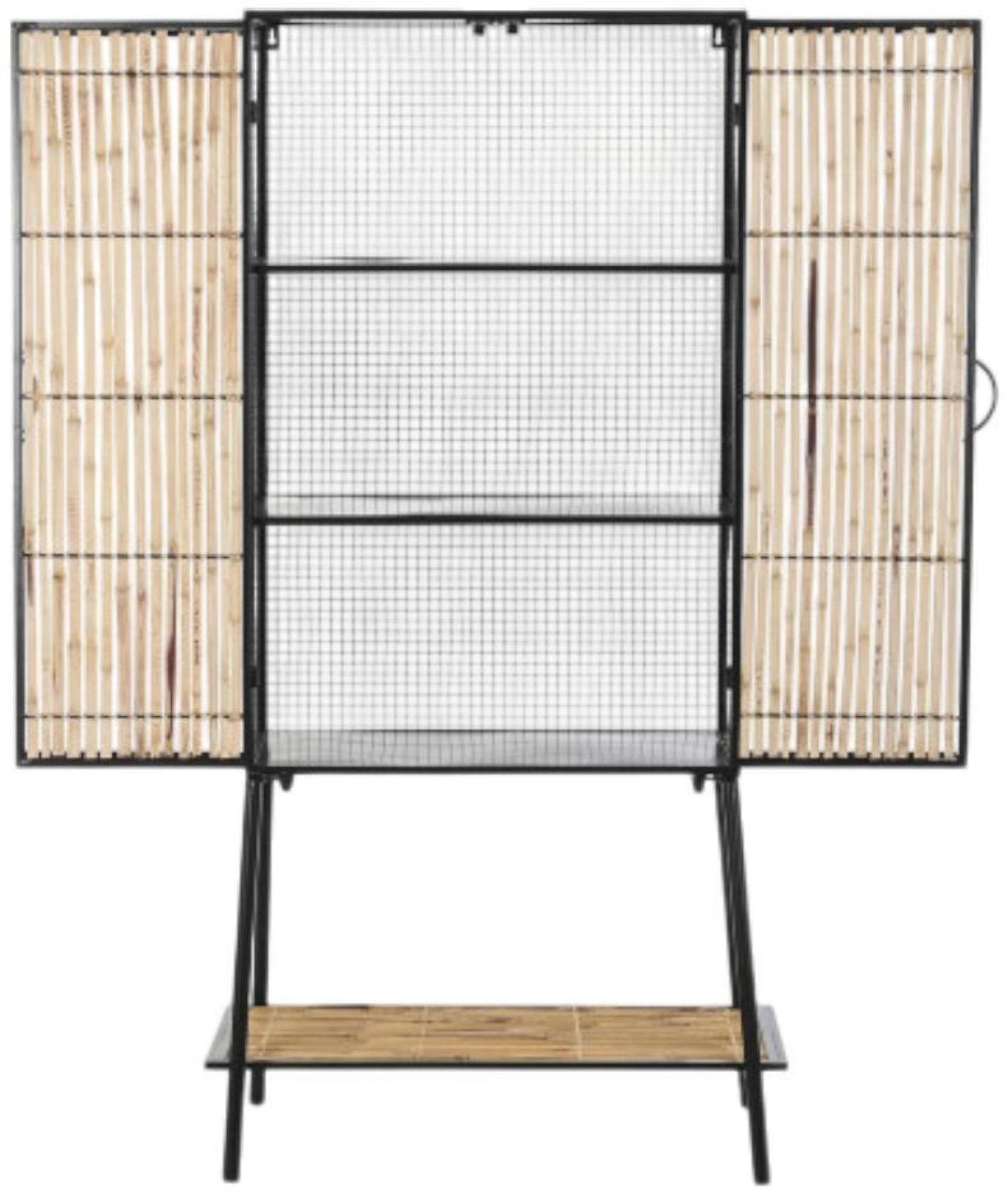 Product photograph of Black And Rattan 2 Door Cabinet from Choice Furniture Superstore.