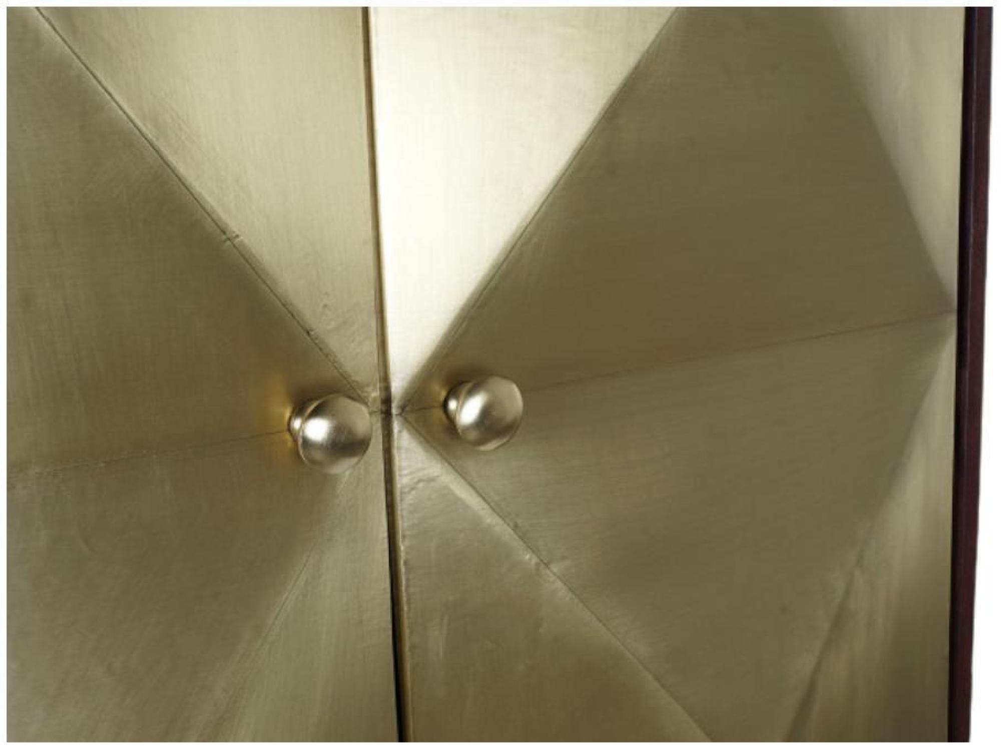 Product photograph of Glam Acacia Wood Dark Brown And Gold 2 Door Hall Cabinet from Choice Furniture Superstore.