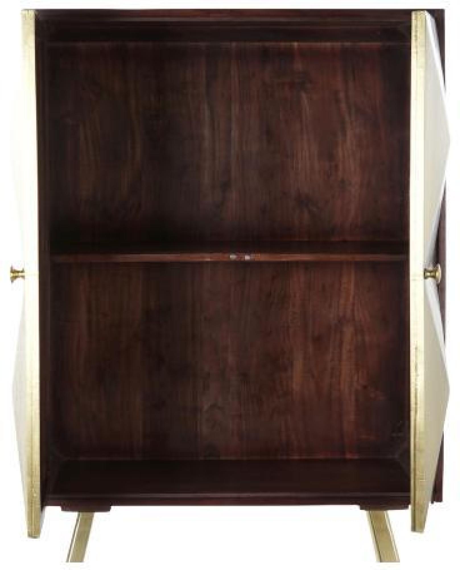 Product photograph of Glam Acacia Wood Dark Brown And Gold 2 Door Hall Cabinet from Choice Furniture Superstore.