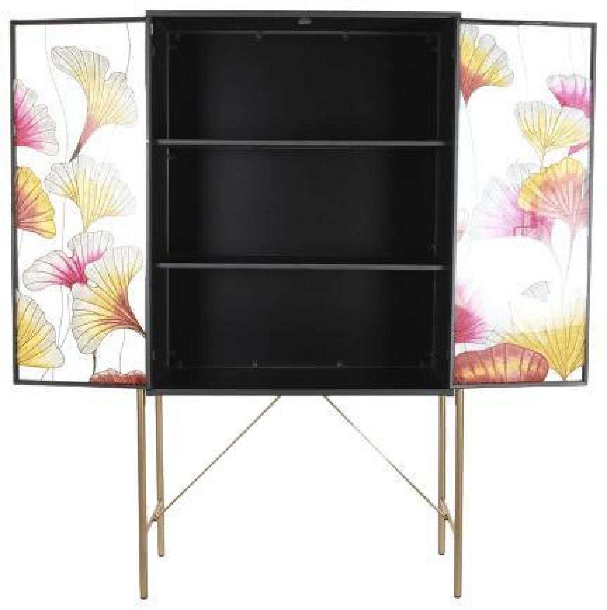 Product photograph of Floral Glass And Black 2 Door Hall Cabinet from Choice Furniture Superstore.
