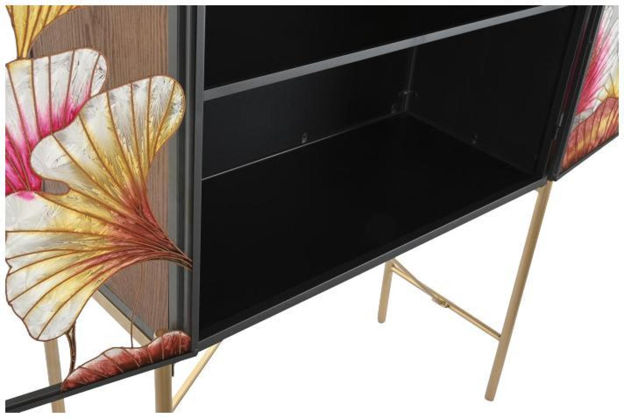 Product photograph of Floral Glass And Black 2 Door Hall Cabinet from Choice Furniture Superstore.