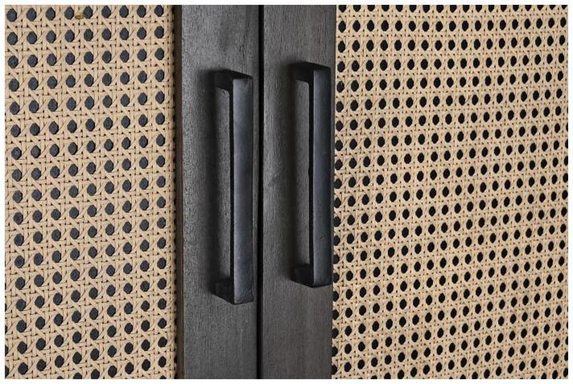 Product photograph of Brown And Rattan 2 Door Hall Cabinet from Choice Furniture Superstore.