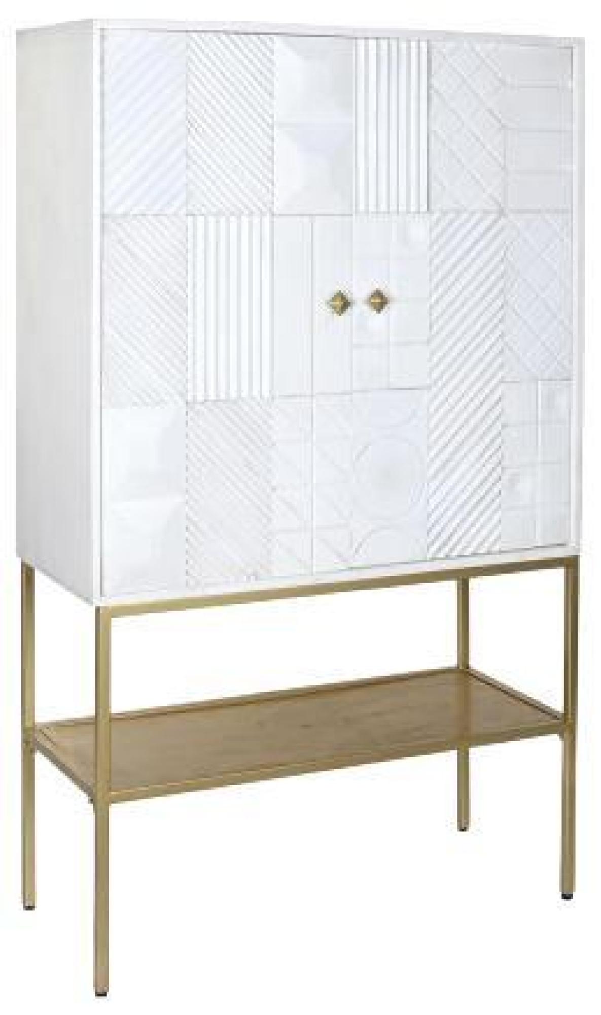 Product photograph of Yanam White And Golden 2 Door Cabinet from Choice Furniture Superstore.