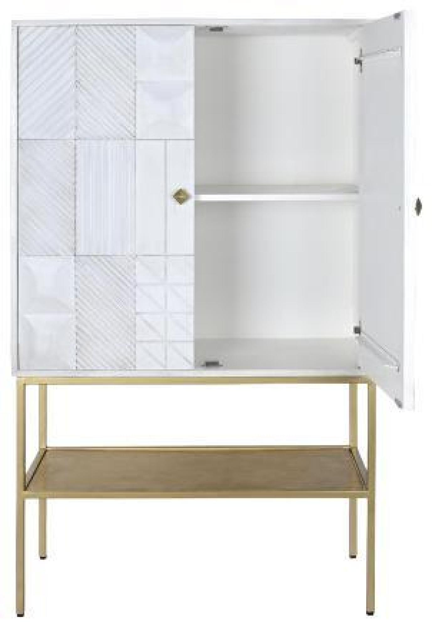 Product photograph of Yanam White And Golden 2 Door Cabinet from Choice Furniture Superstore.