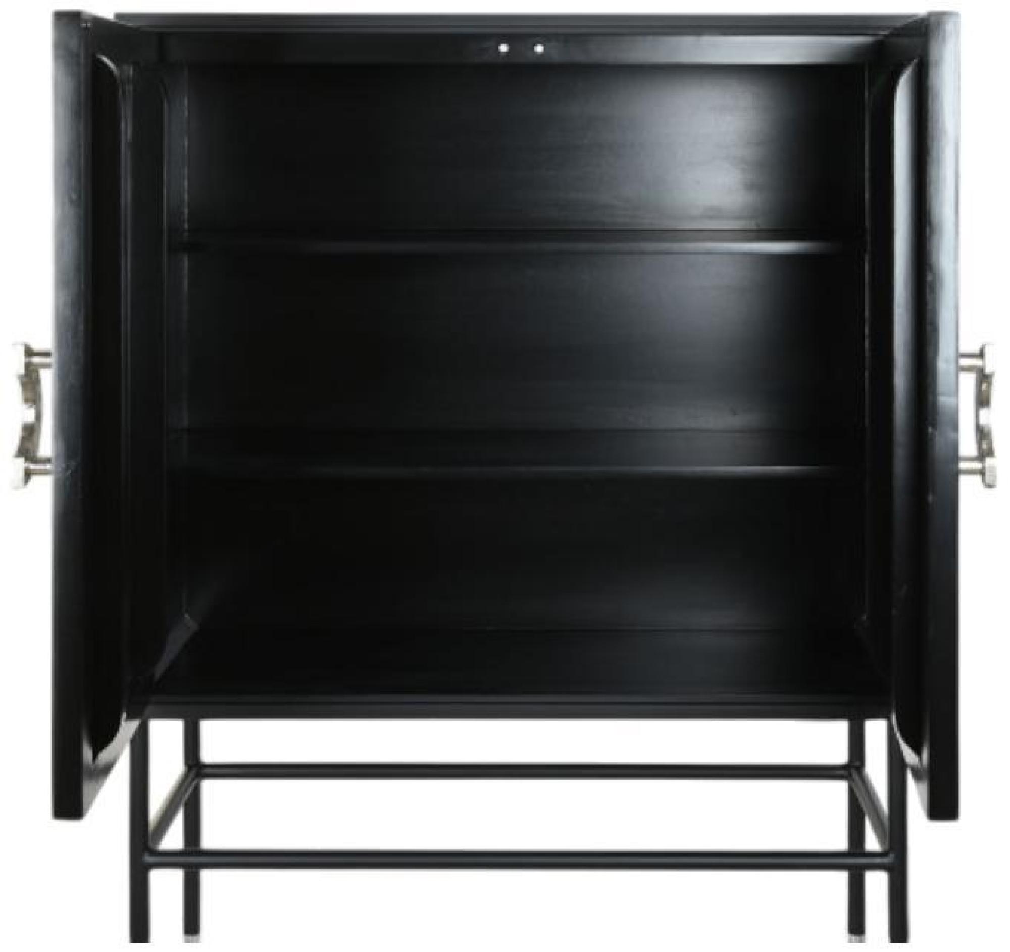Product photograph of Helston Black And White Bone Inlay 2 Door Small Cabinet from Choice Furniture Superstore.