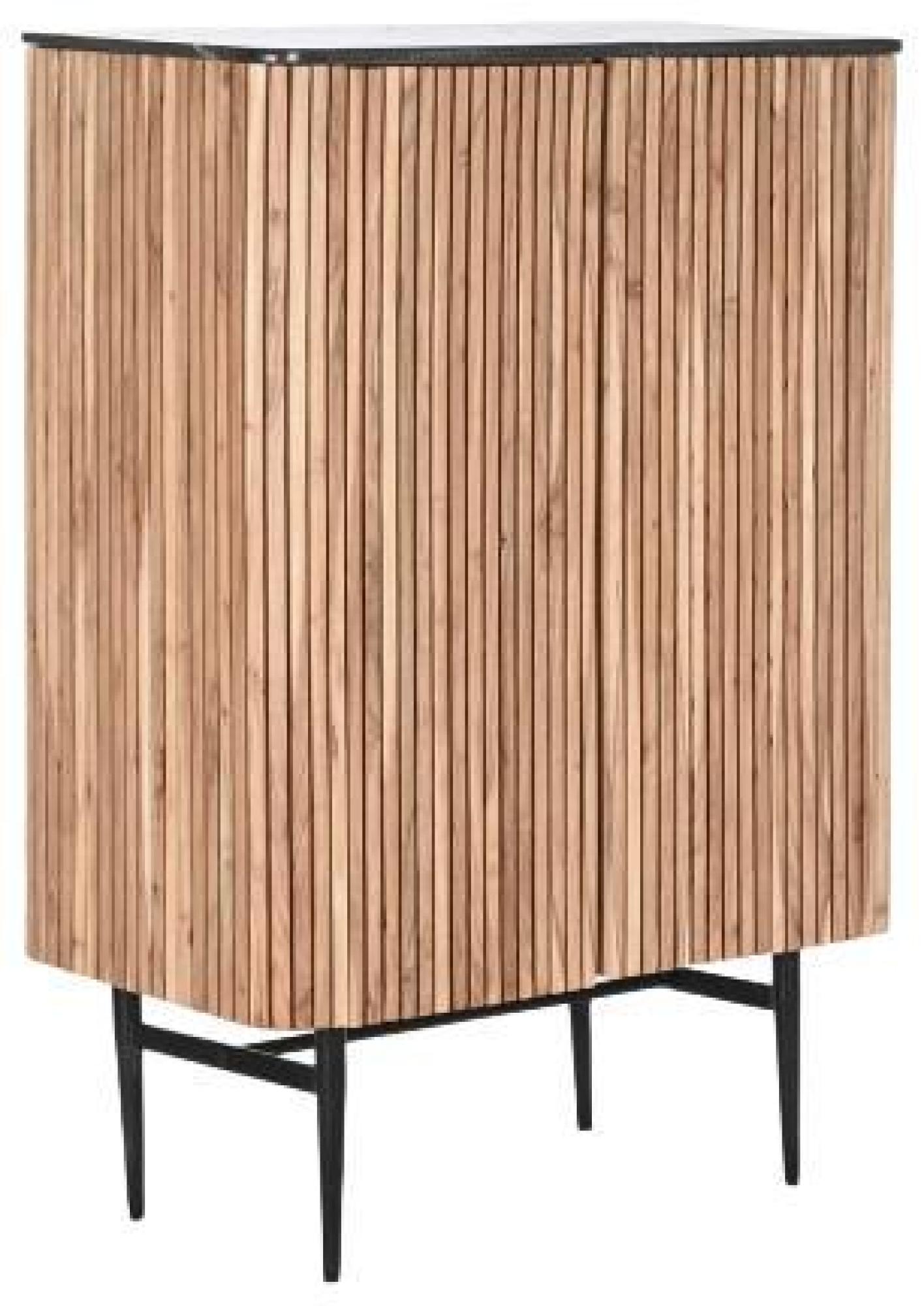 Product photograph of Natural And Acacia Wood Fluted 2 Door Cabinet from Choice Furniture Superstore.