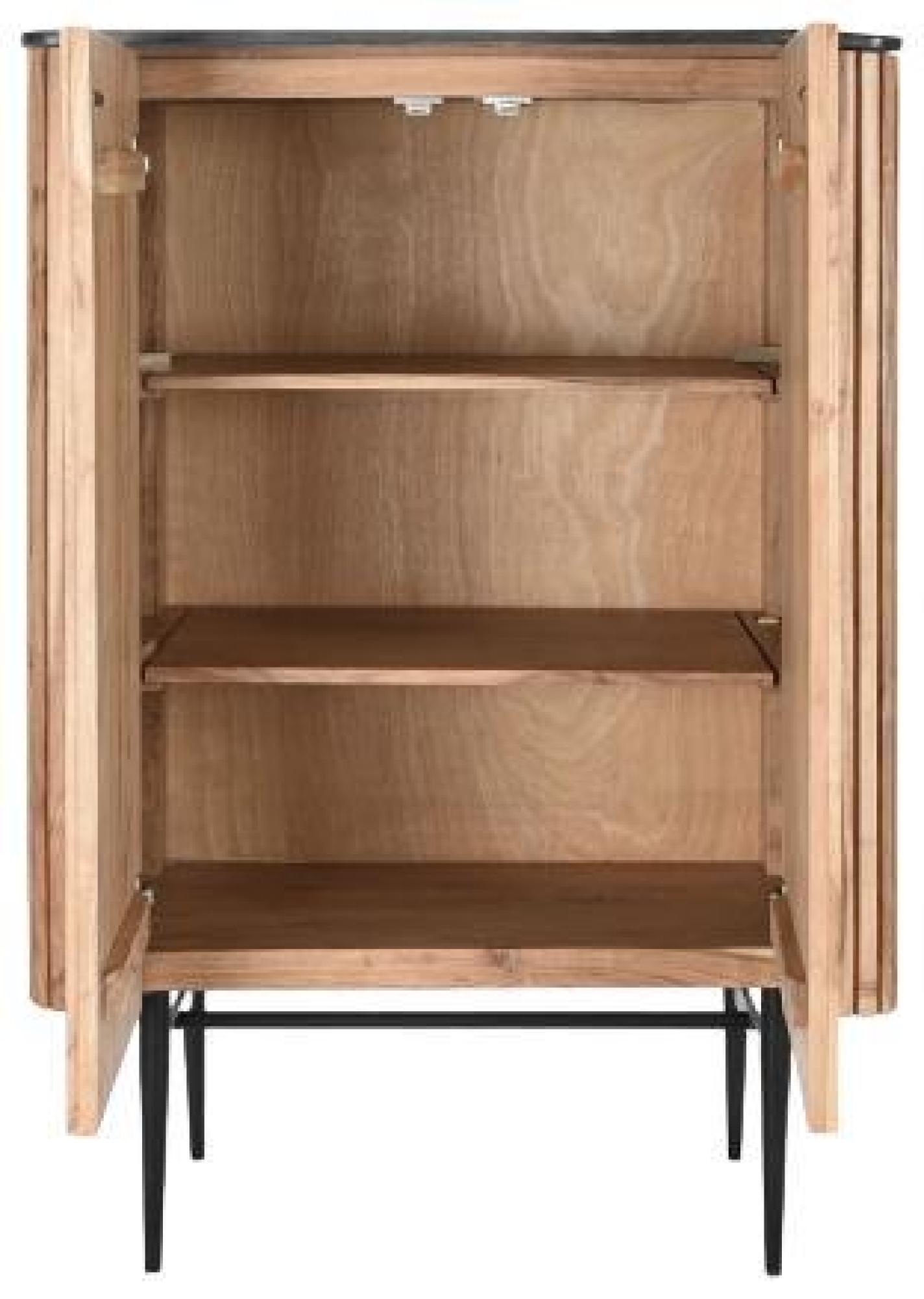 Product photograph of Natural And Acacia Wood Fluted 2 Door Cabinet from Choice Furniture Superstore.