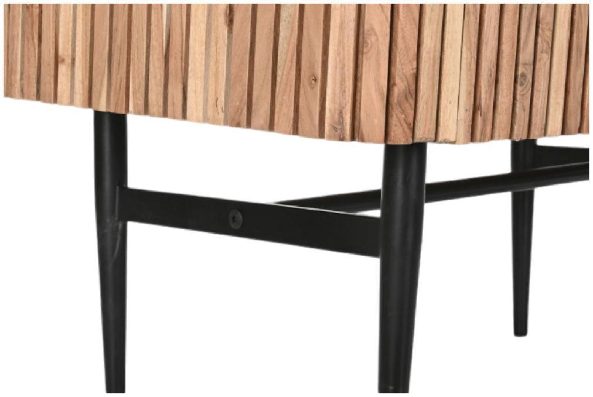 Product photograph of Natural And Acacia Wood Fluted 2 Door Cabinet from Choice Furniture Superstore.