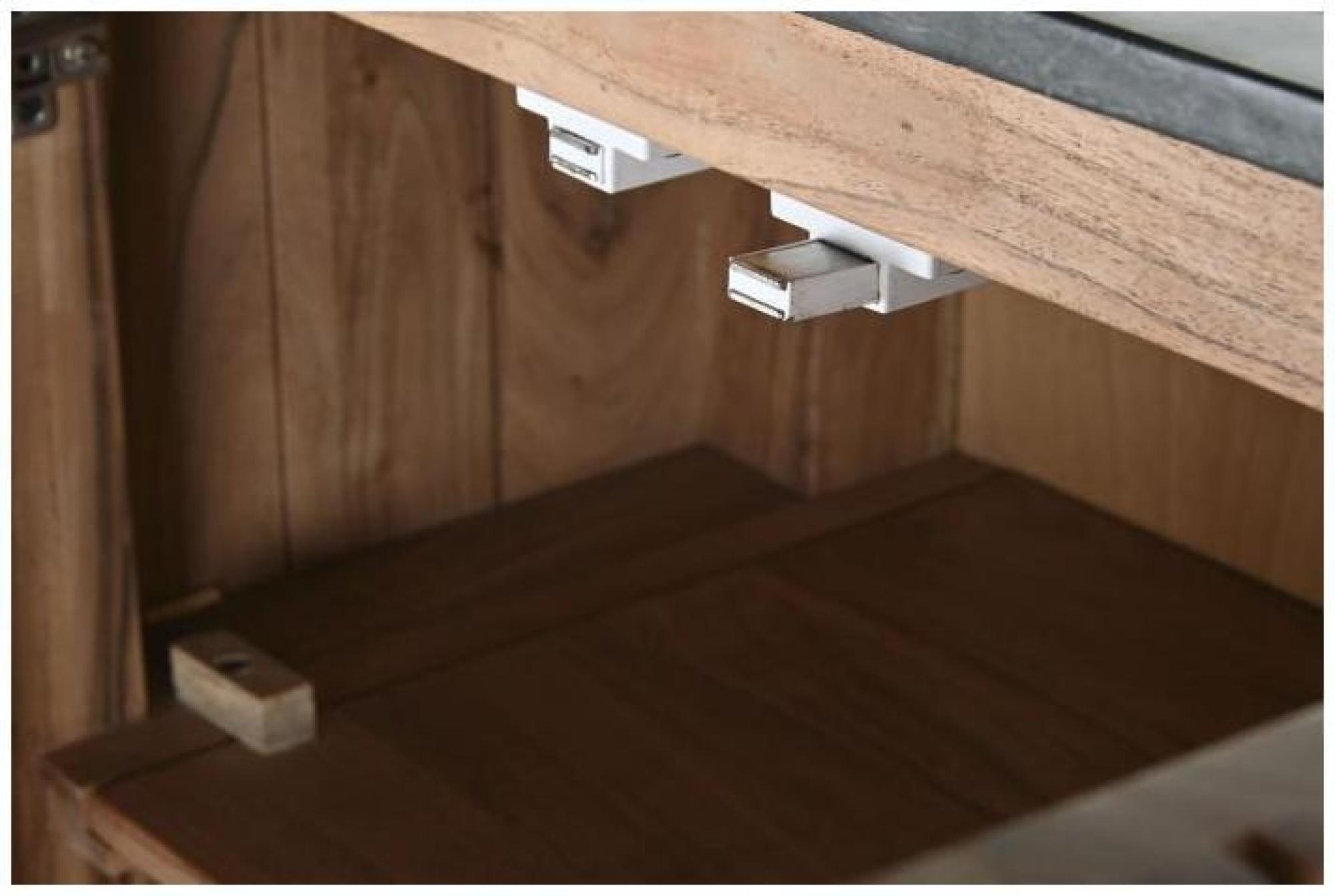 Product photograph of Natural And Acacia Wood Fluted 2 Door Cabinet from Choice Furniture Superstore.