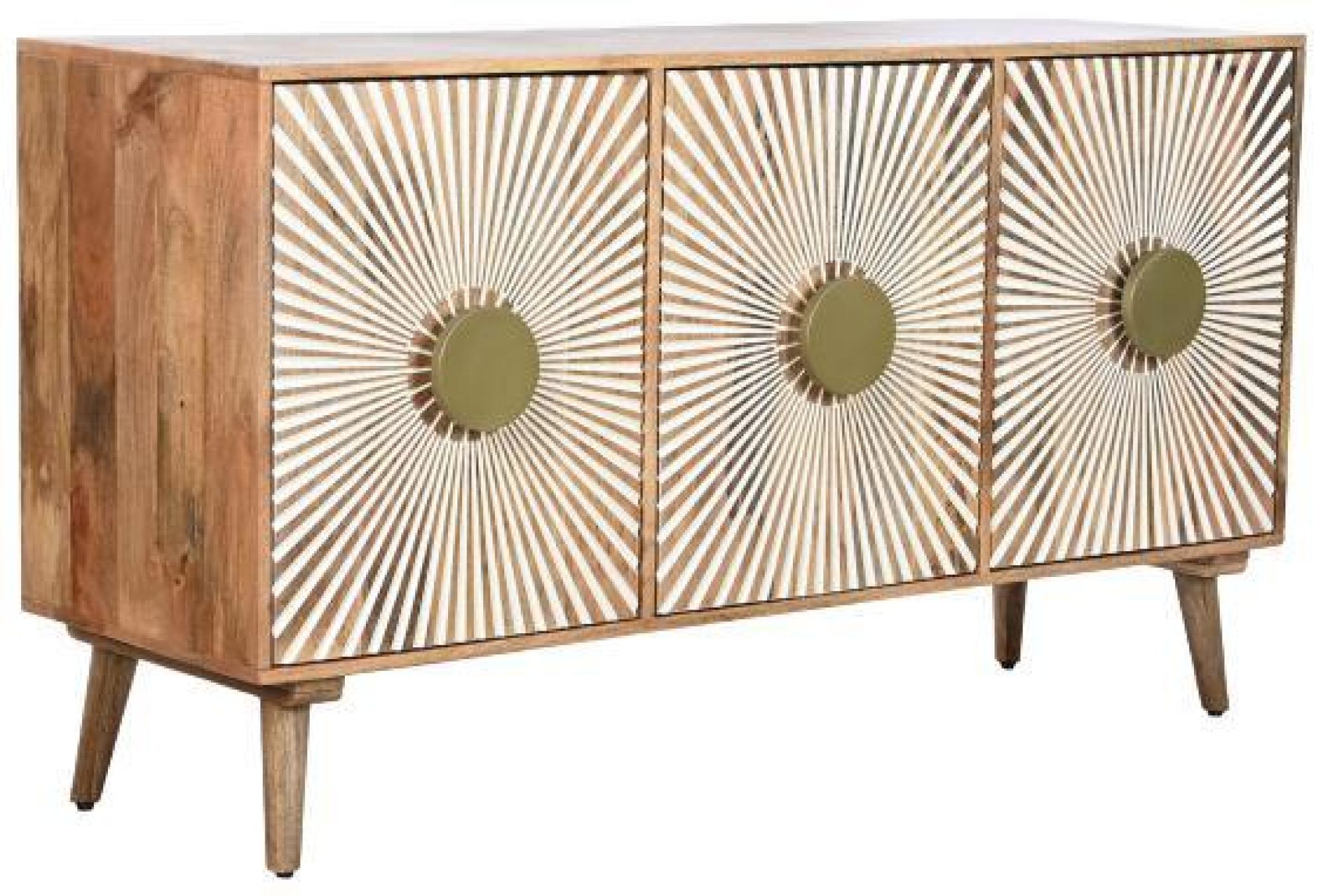 Product photograph of Sunburst Mango Wood 145cm Medium 3 Door Sideboard from Choice Furniture Superstore.