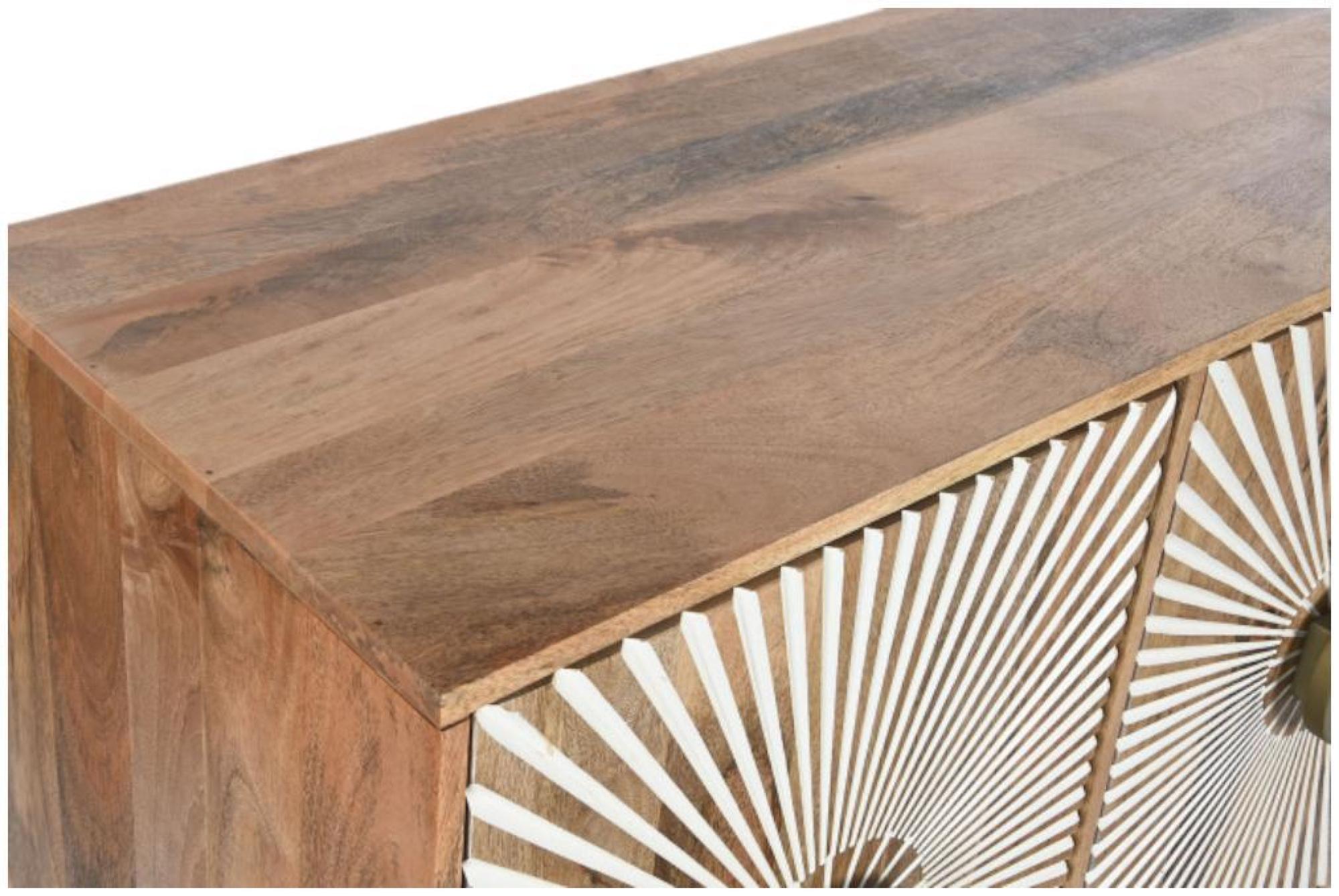 Product photograph of Sunburst Mango Wood 145cm Medium 3 Door Sideboard from Choice Furniture Superstore.