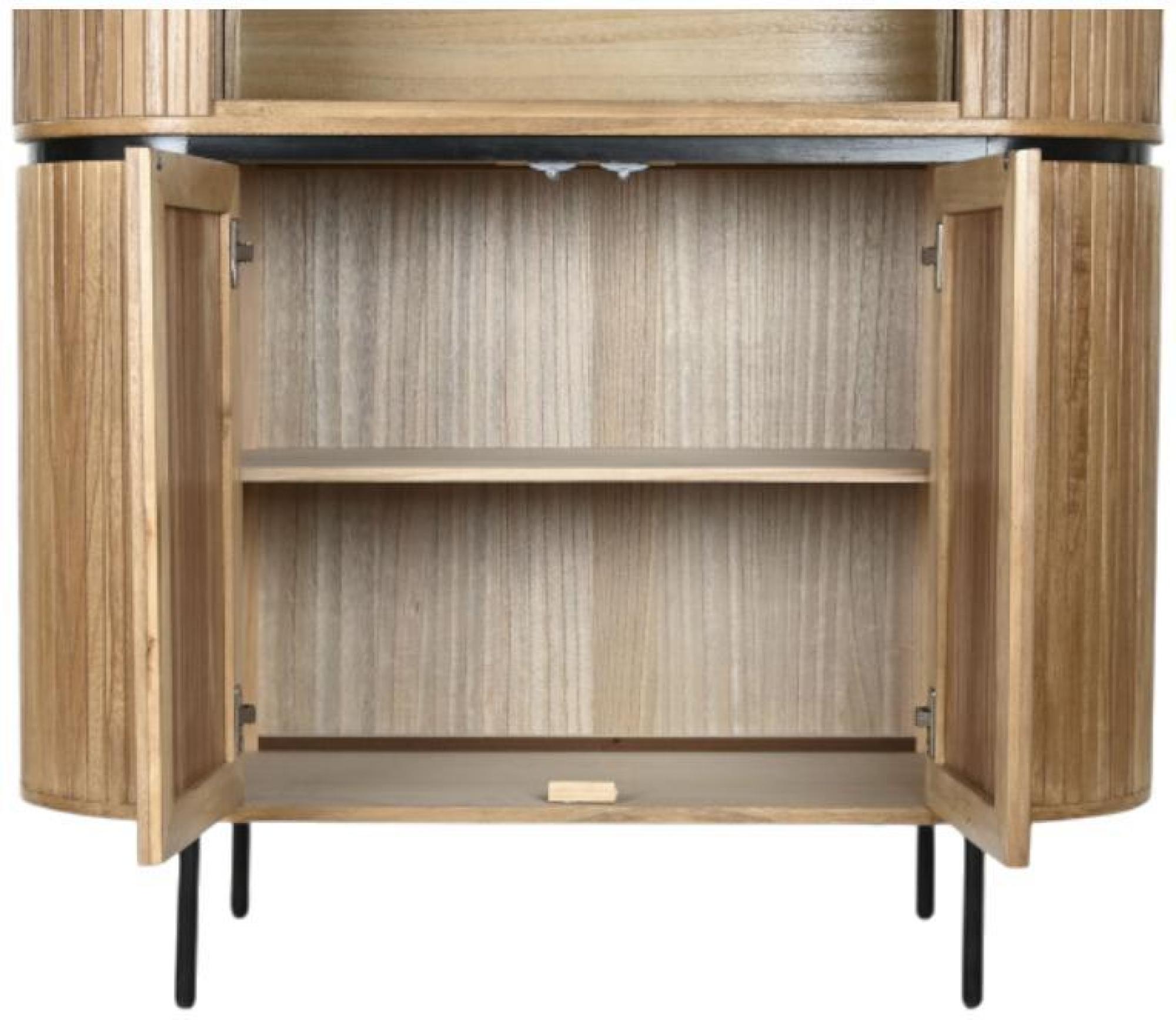 Product photograph of Natural Wood Fluted 2 Door Cabinet from Choice Furniture Superstore.