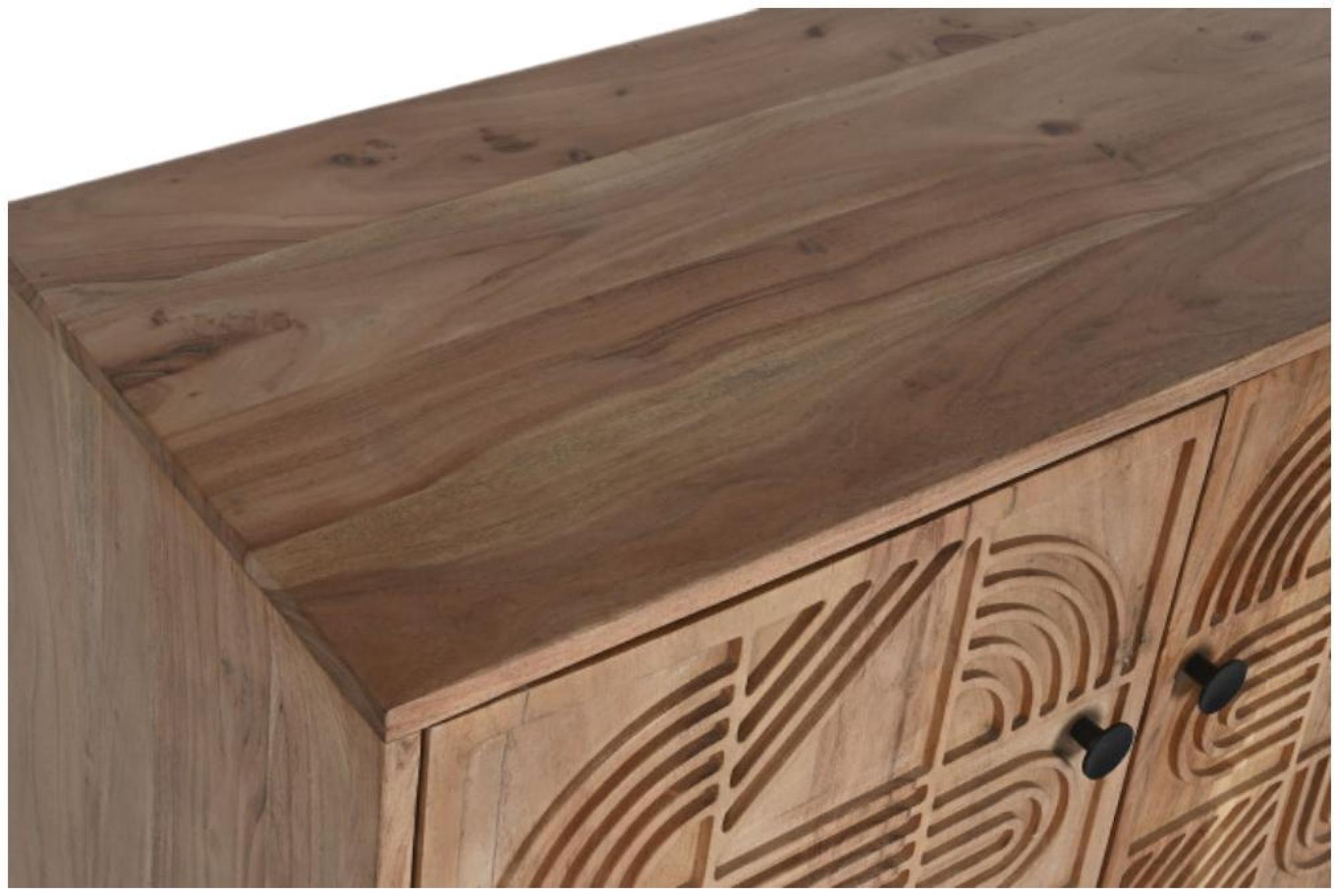 Product photograph of Arcot Acacia Wood 2 Door Small Sideboard With Geomatric Pattern from Choice Furniture Superstore.