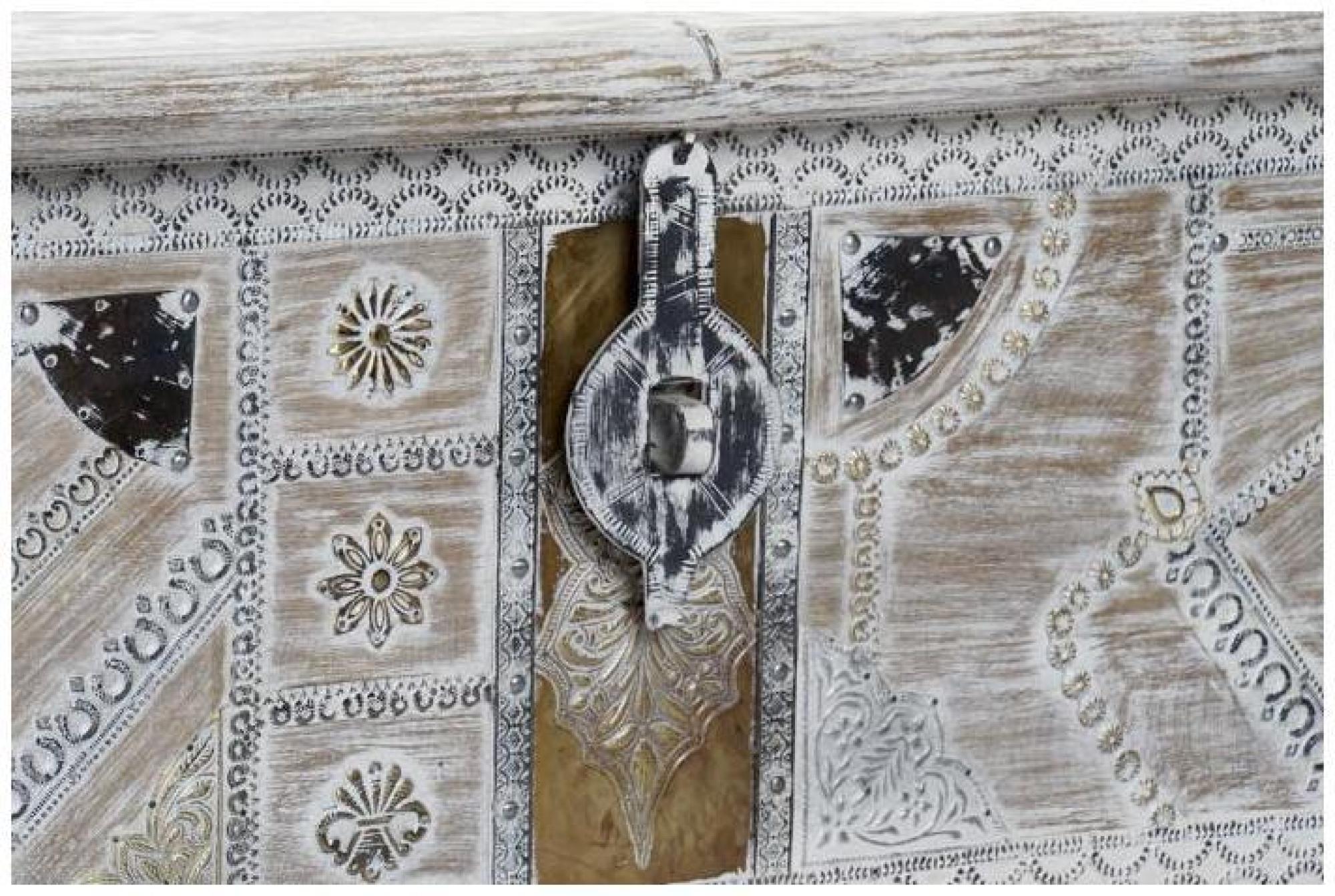 Product photograph of White Mango Wood Wheel Aged Blanket Box from Choice Furniture Superstore.