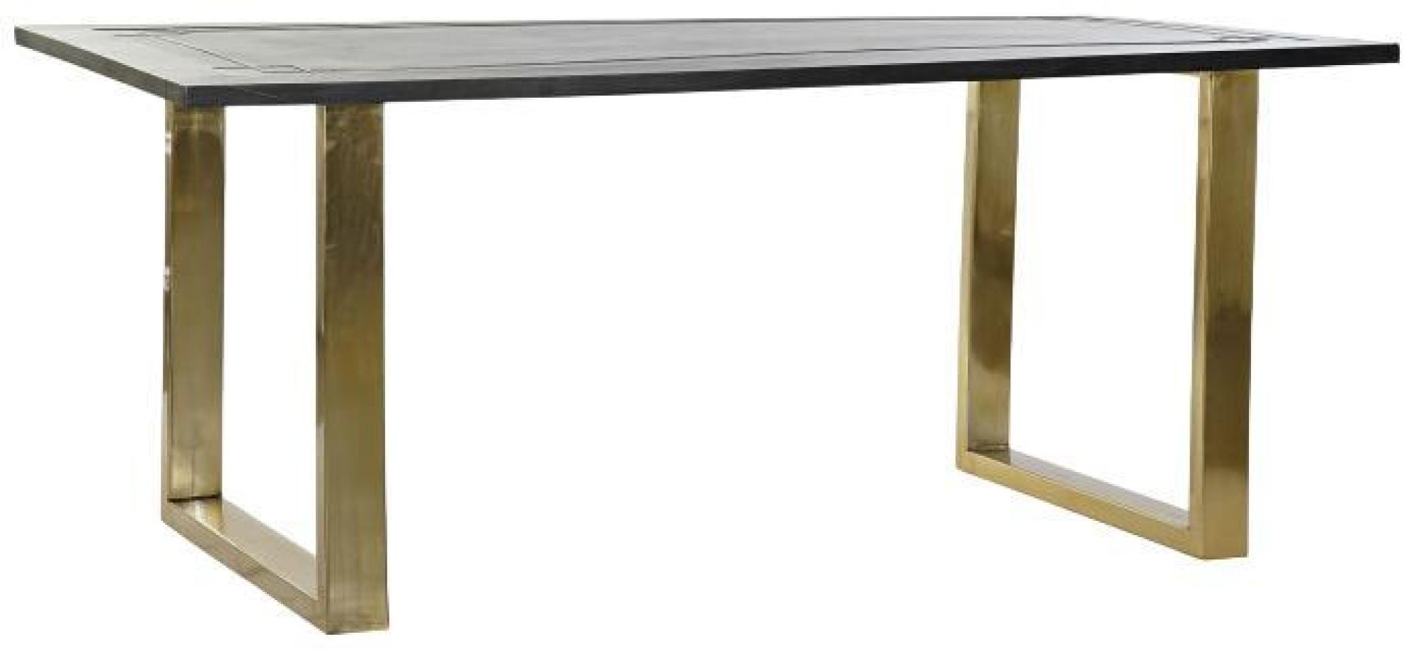Product photograph of Modern Black Mango Wood 6 Seater Dining Table With Gold Legs from Choice Furniture Superstore.