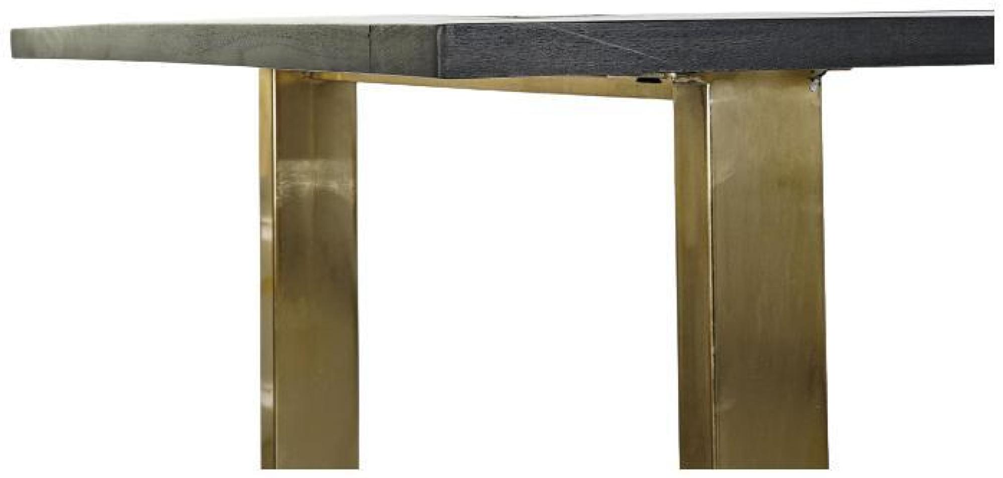 Product photograph of Modern Black Mango Wood 6 Seater Dining Table With Gold Legs from Choice Furniture Superstore.