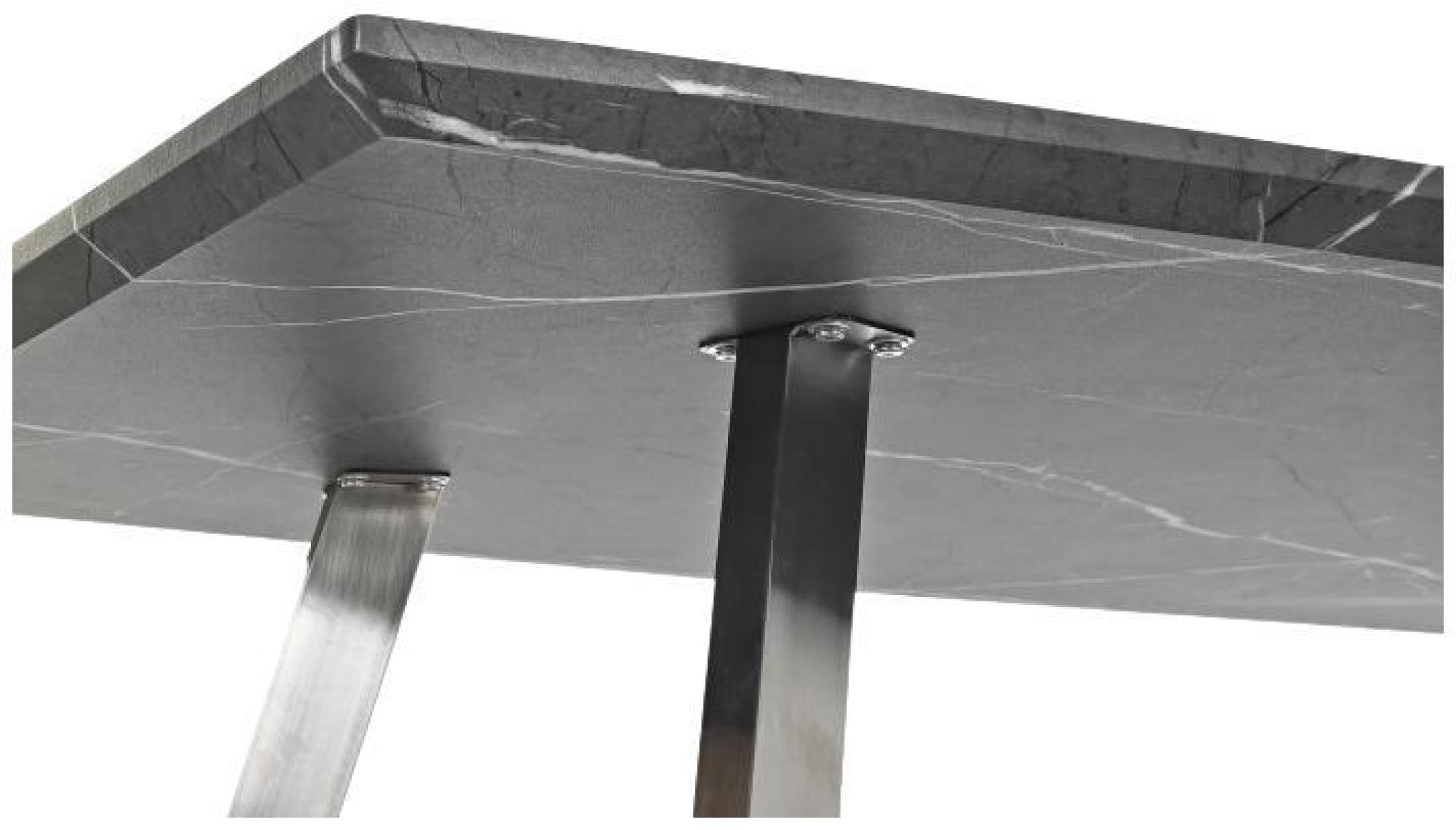 Product photograph of Modern Black Marble Effect 6 Seater Dining Table With Chrome Legs from Choice Furniture Superstore.