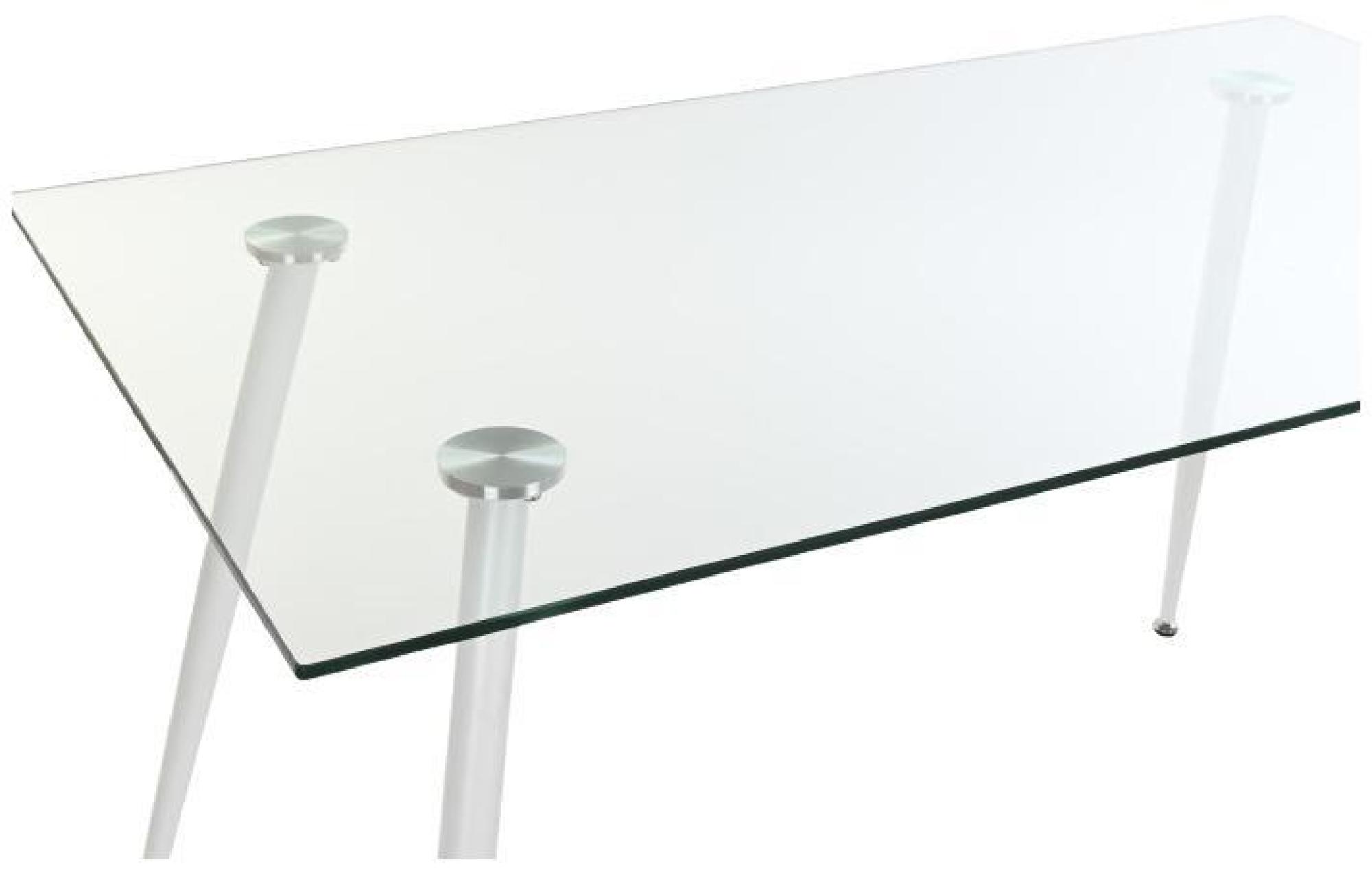 Product photograph of Quinn White 4 Seater Glass And Chrome Dining Table - Tempered Top from Choice Furniture Superstore.