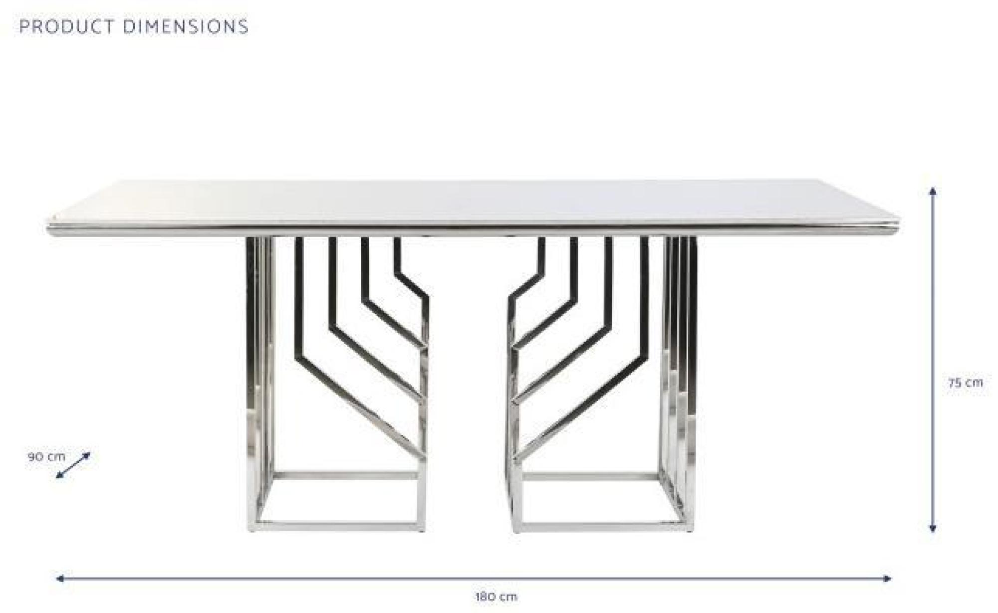 Product photograph of White Marble Effect And Chrome 6 Seater Pedestal Dining Table from Choice Furniture Superstore.