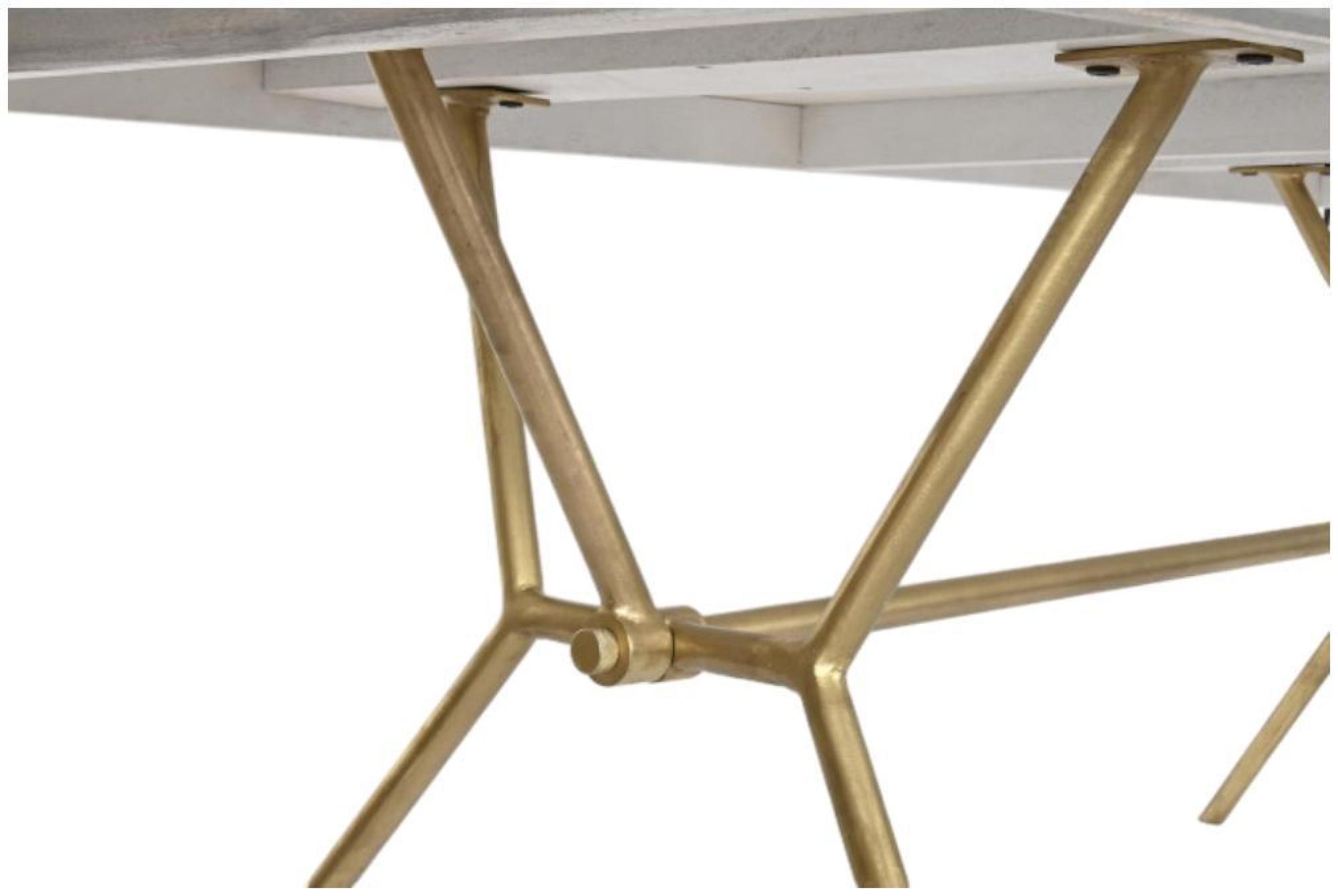 Product photograph of White 6 Seater Dining Table With Gold Legs from Choice Furniture Superstore.