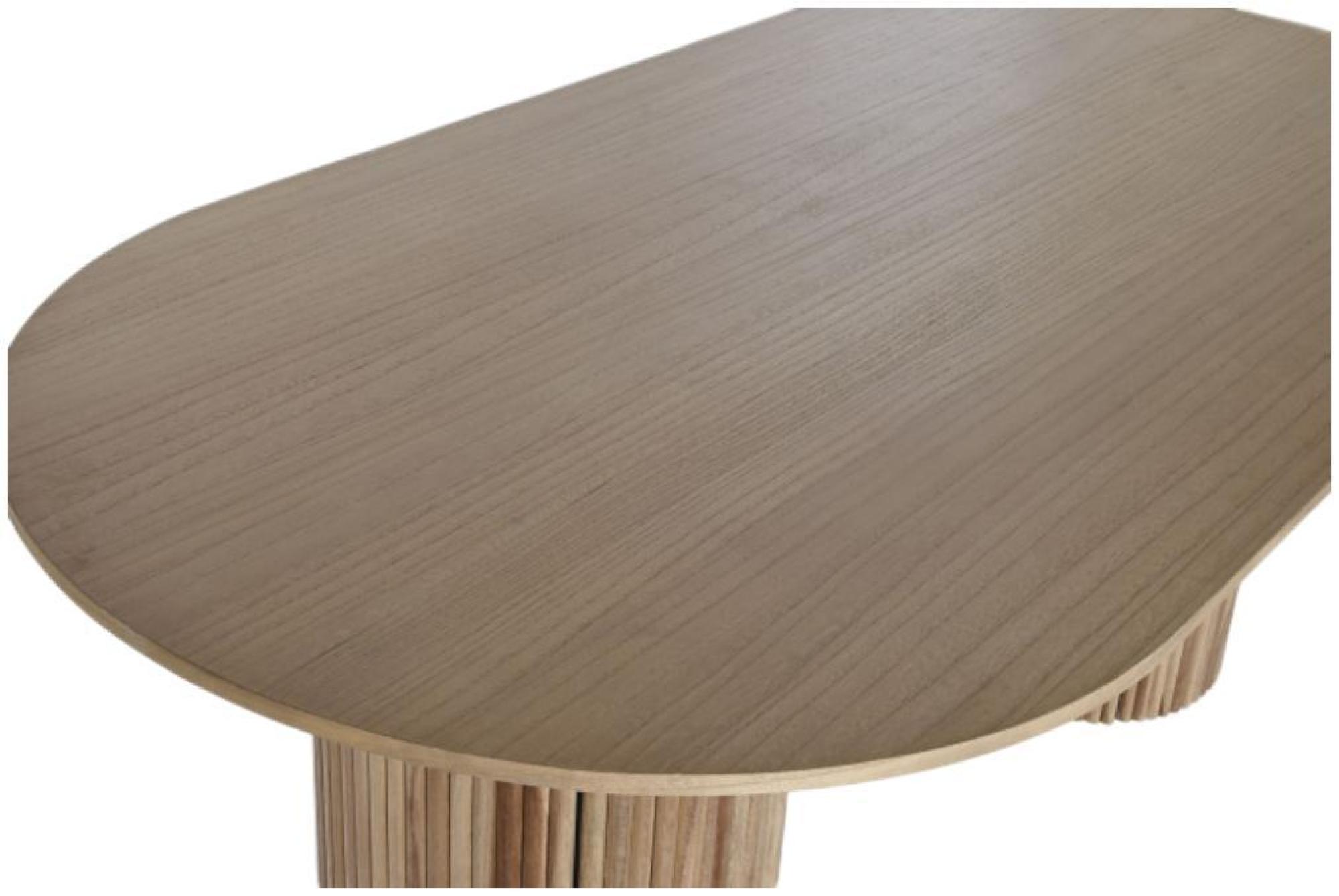Product photograph of Natural Wood Fluted 6 Seater Storage Dining Table from Choice Furniture Superstore.