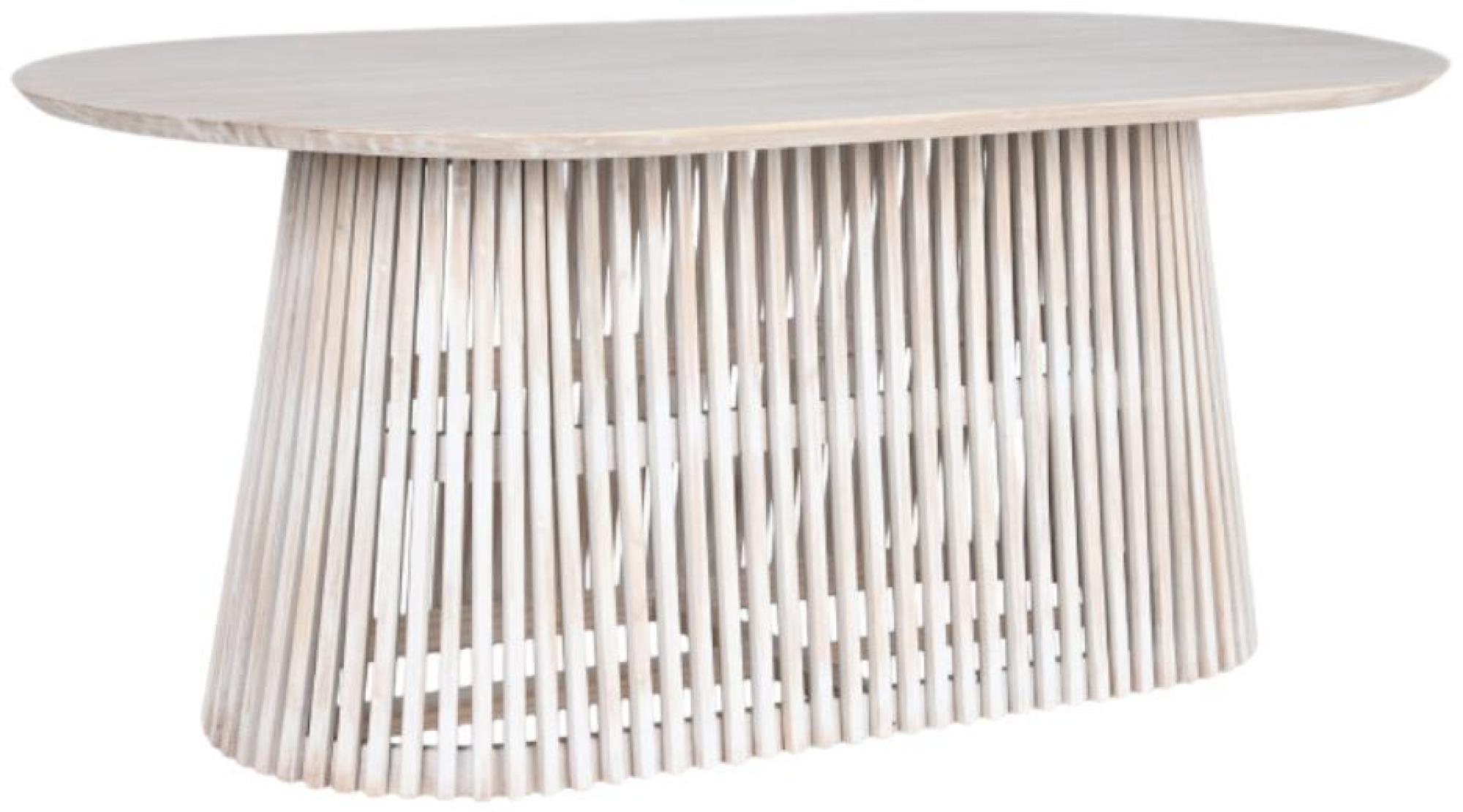 Product photograph of Konark White Washed Mindi Wood 6 Seater Oval Dining Table - Slatted Base from Choice Furniture Superstore.