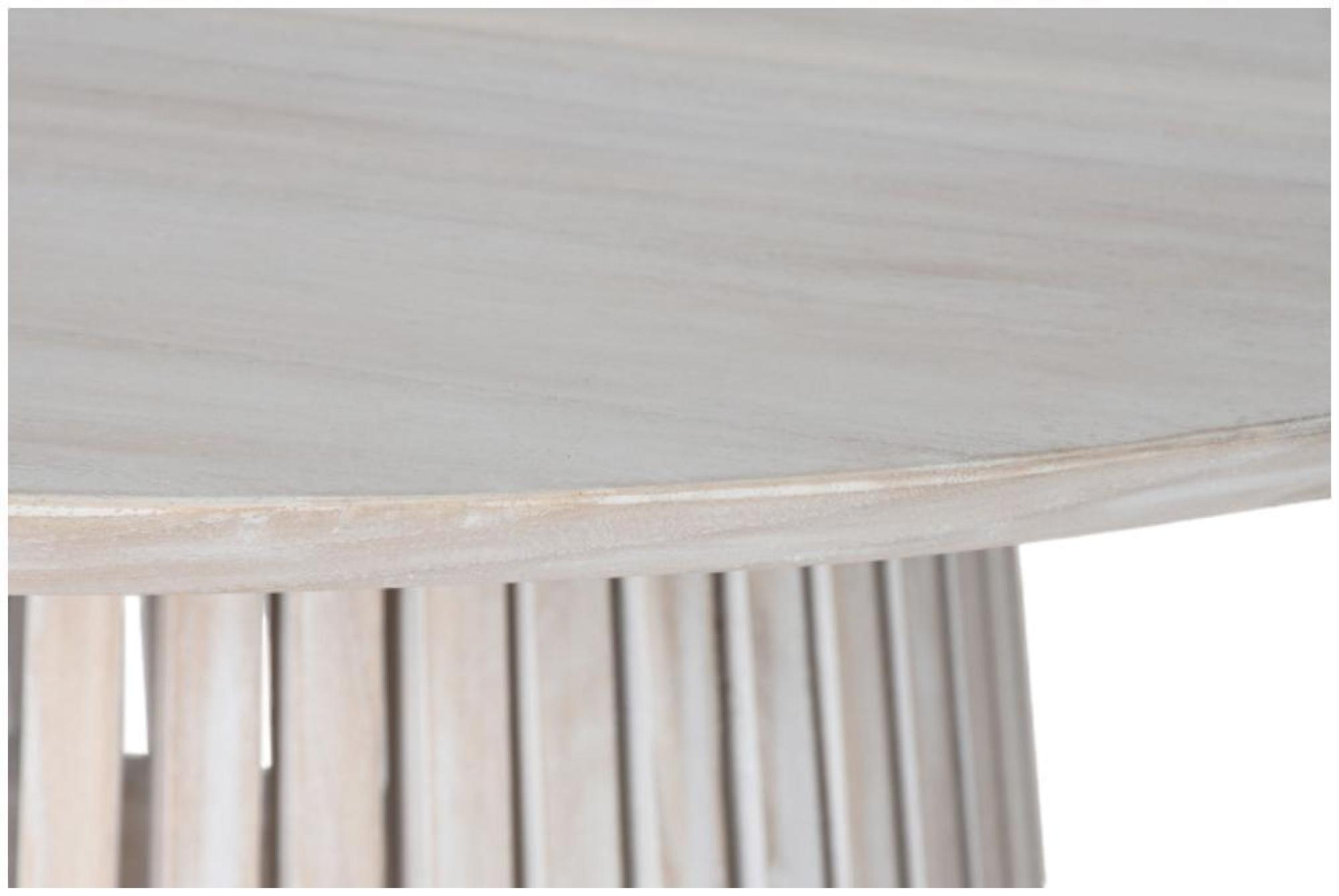 Product photograph of Konark White Washed Mindi Wood 6 Seater Oval Dining Table - Slatted Base from Choice Furniture Superstore.