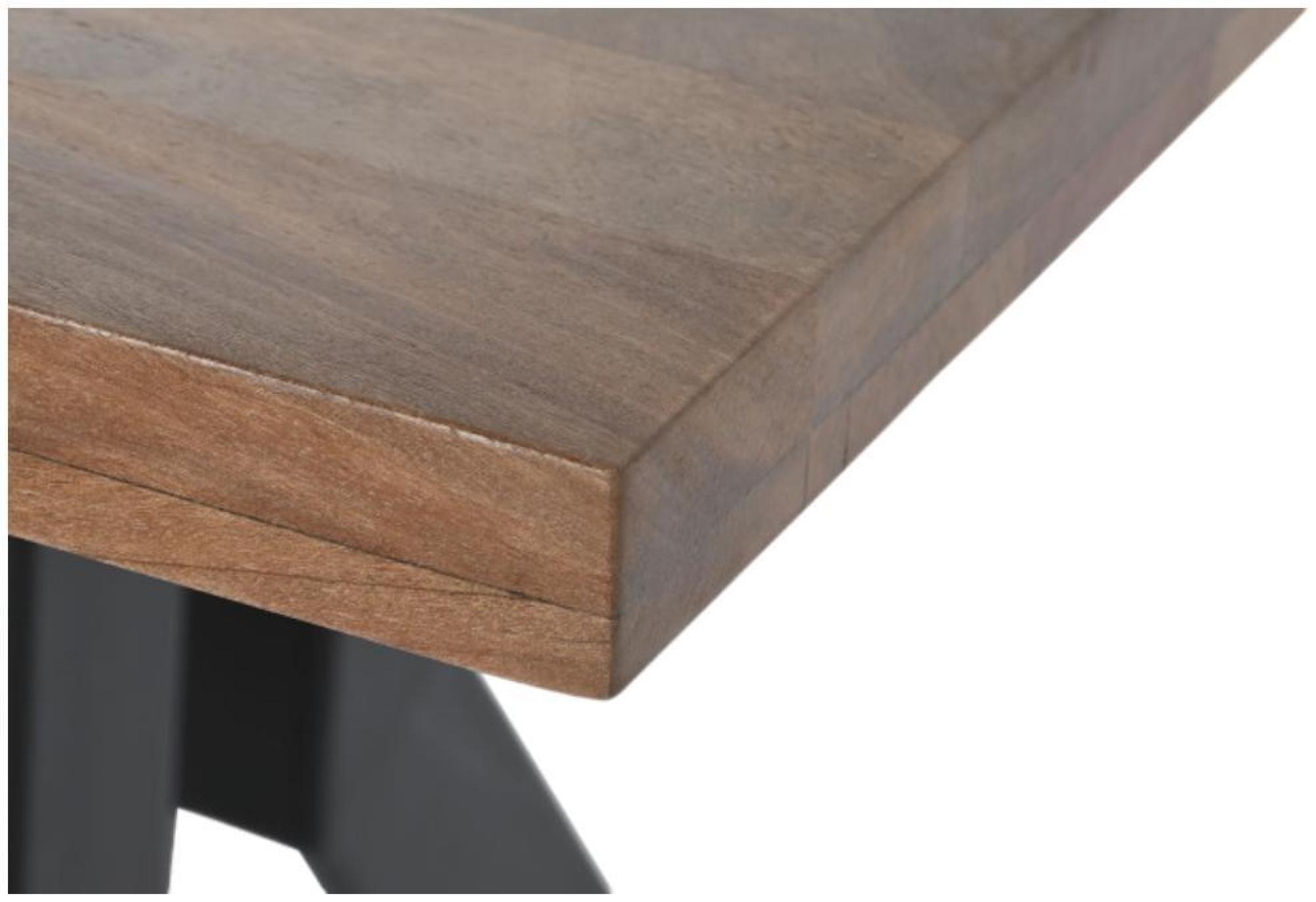 Product photograph of Vintage Natural Wood And Black Metal 6 Seater Dining Table from Choice Furniture Superstore.