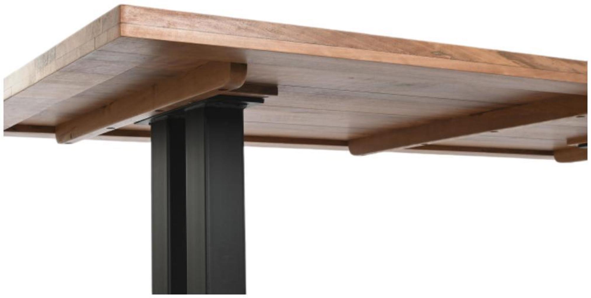 Product photograph of Vintage Natural Wood And Black Metal 6 Seater Dining Table from Choice Furniture Superstore.