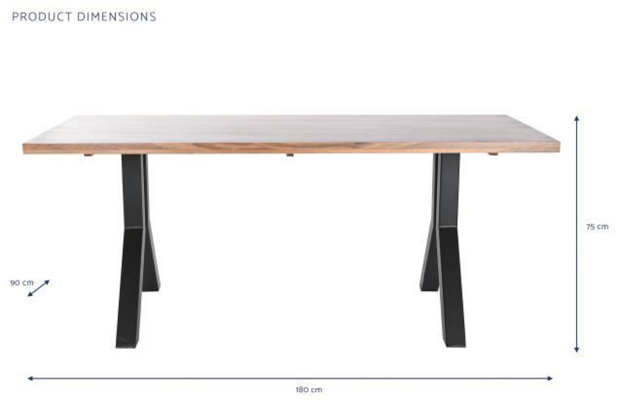 Product photograph of Vintage Natural Wood And Black Metal 6 Seater Dining Table from Choice Furniture Superstore.
