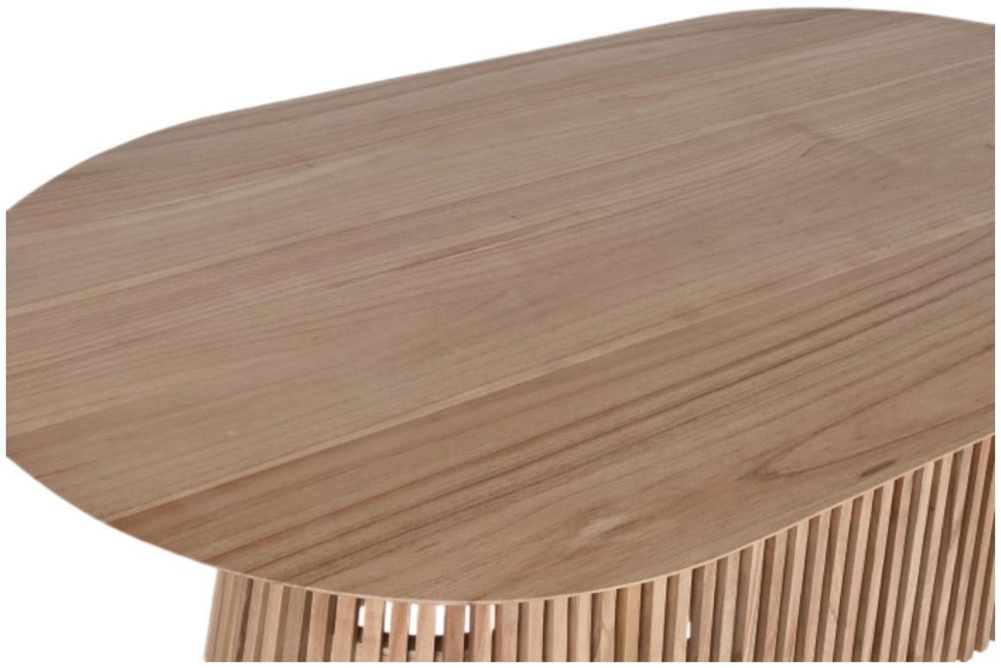Product photograph of Konark Natural Mindi Wood 6 Seater Oval Dining Table - Slatted Base from Choice Furniture Superstore.
