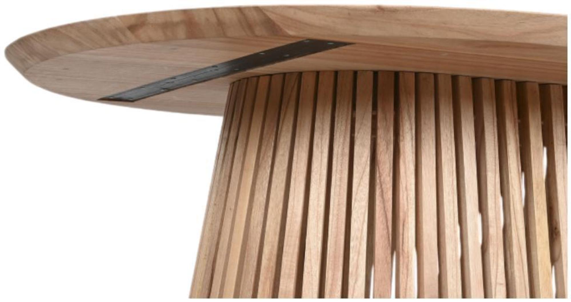 Product photograph of Konark Natural Mindi Wood 6 Seater Oval Dining Table - Slatted Base from Choice Furniture Superstore.