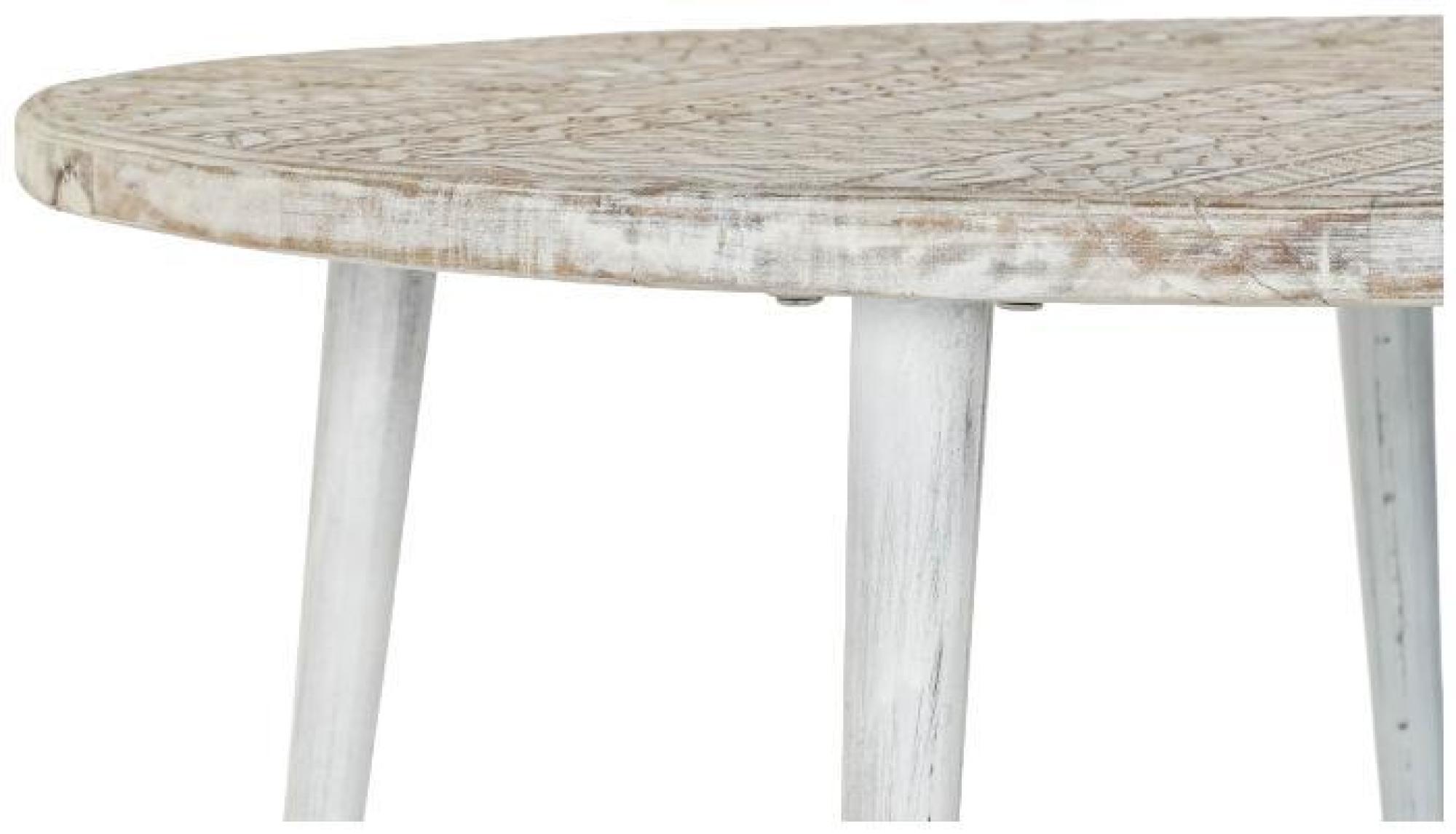 Product photograph of Indian White And Golden Wood Decape Side Table from Choice Furniture Superstore.