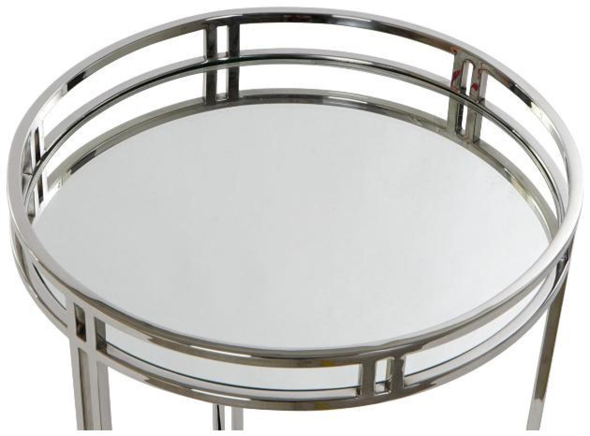 Product photograph of Modern Silver Mirrored Top Side Table from Choice Furniture Superstore.