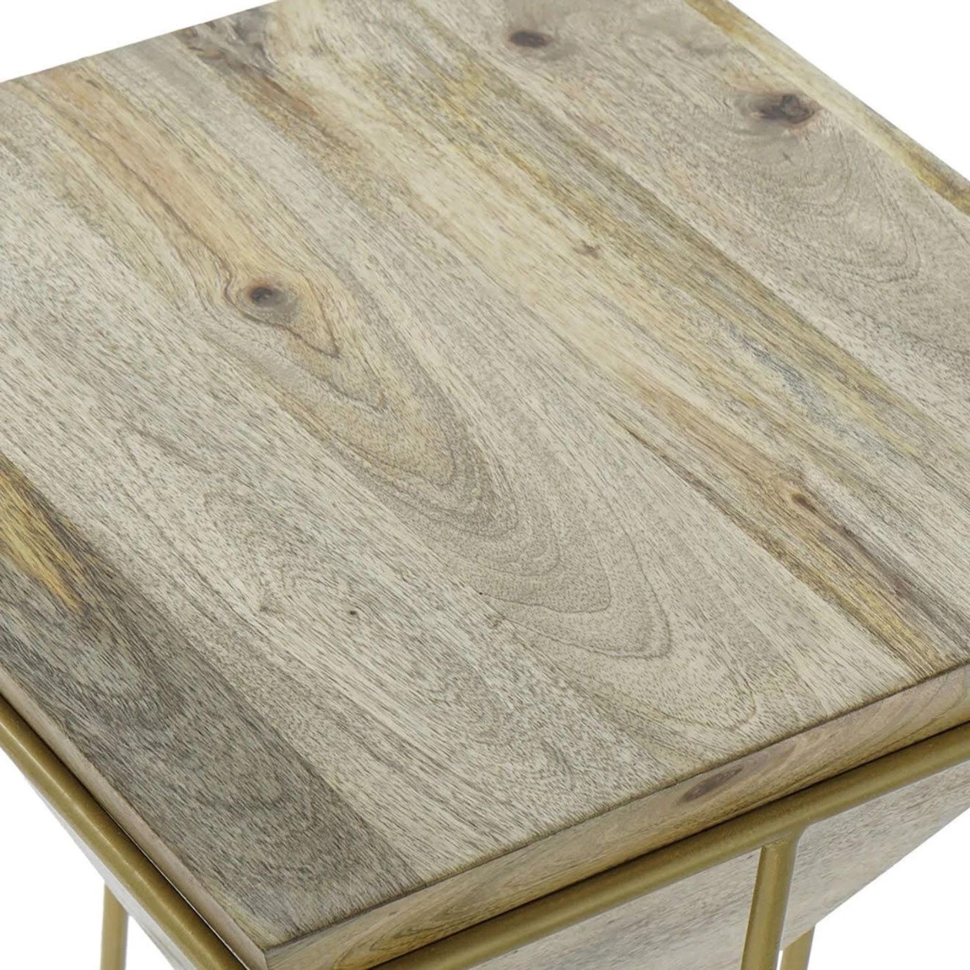 Product photograph of Modern Natural And Golden Wood Side Table from Choice Furniture Superstore.