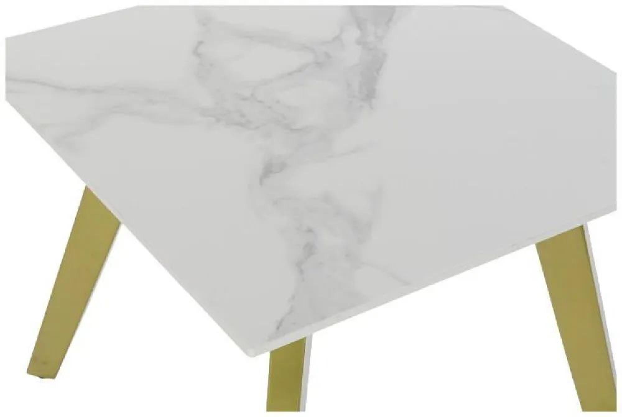 Product photograph of Golden And White Ceramic Side Table from Choice Furniture Superstore.