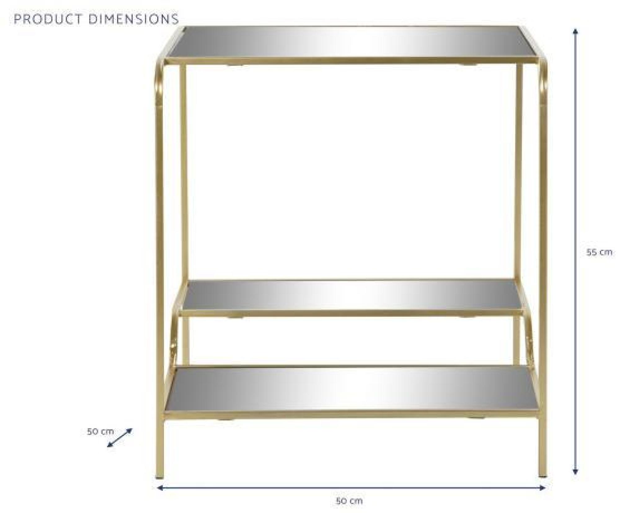 Product photograph of Glam Golden And Mirrored Top Side Table from Choice Furniture Superstore.