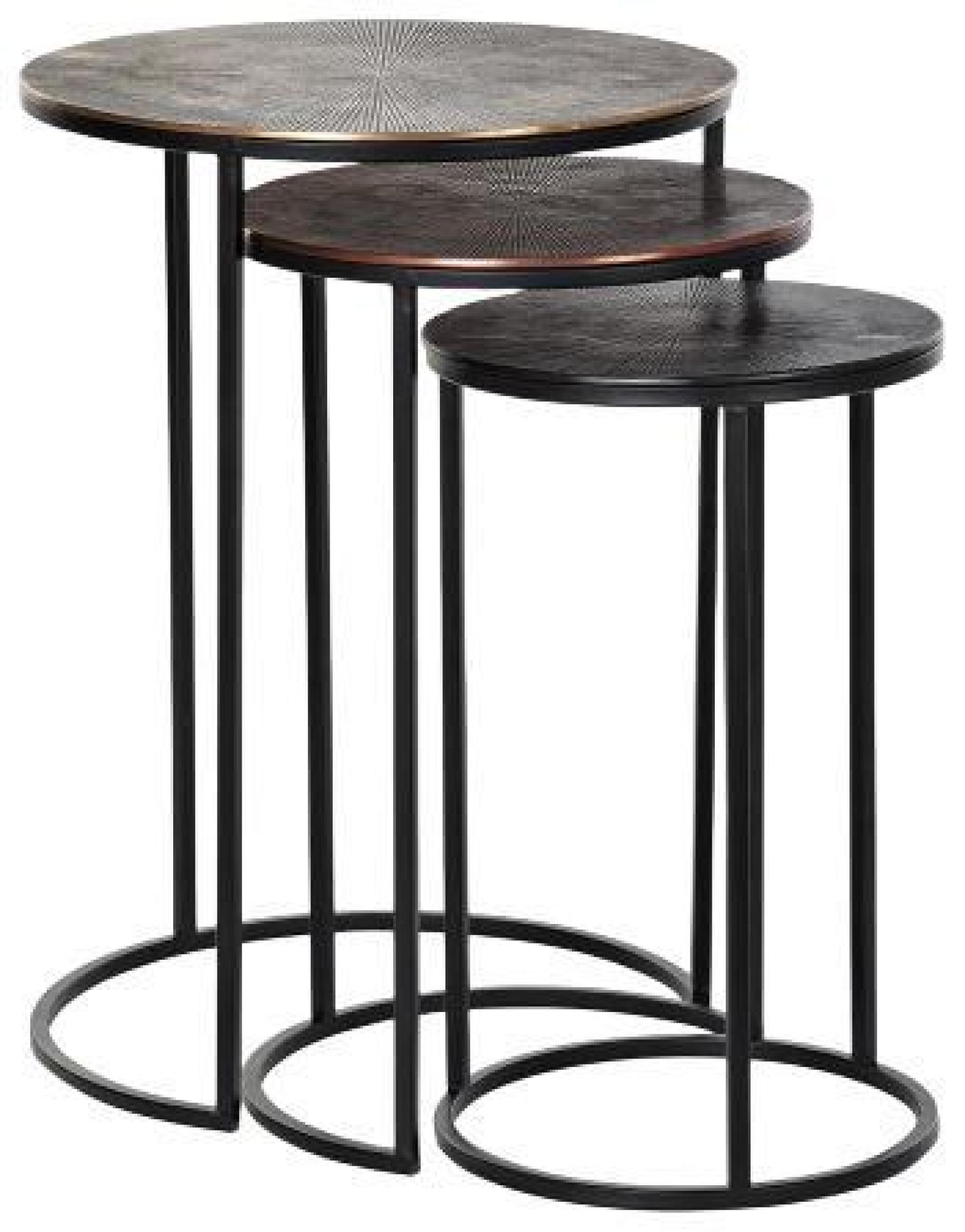 Product photograph of Loft Black And Copper Metal Side Table - Set Of 3 from Choice Furniture Superstore.